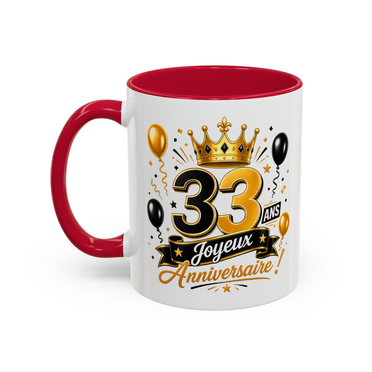 Mug Joyeux 33 Ans – Tasse Anniversaire 33 Ans – Cadeau Original pour Femme Homme – Idée Cadeau 33e Anniversaire Noir Bleu Rouge