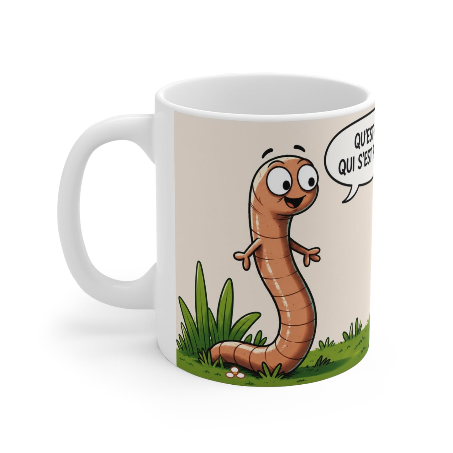 Tasse Ver de Terre Humour – Mug “Le Piaf du Matin M’a Repéré” – Cadeau Drôle Homme Femme 325ml