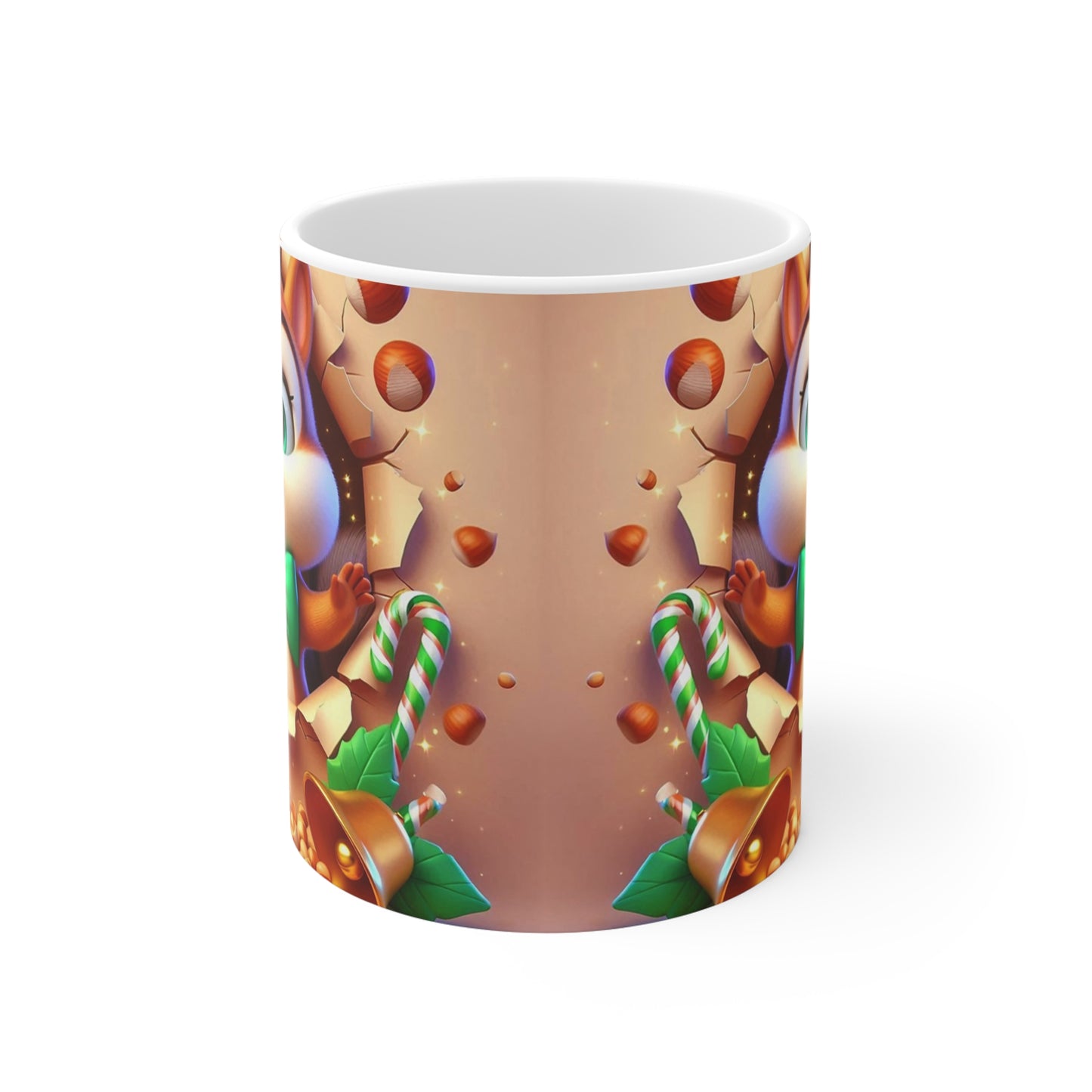 Tasse Écureuil Noël – Mug Céramique 325ml – Cadeau Hiver Festif Animaux Mignons