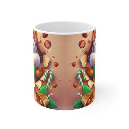 Tasse Écureuil Noël – Mug Céramique 325ml – Cadeau Hiver Festif Animaux Mignons