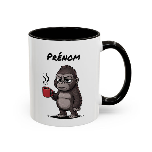 Mug Gorille Fatigué Personnalisable 325ml – Tasse Café Drôle Animal Humour Travail Bureau Réveil Difficile