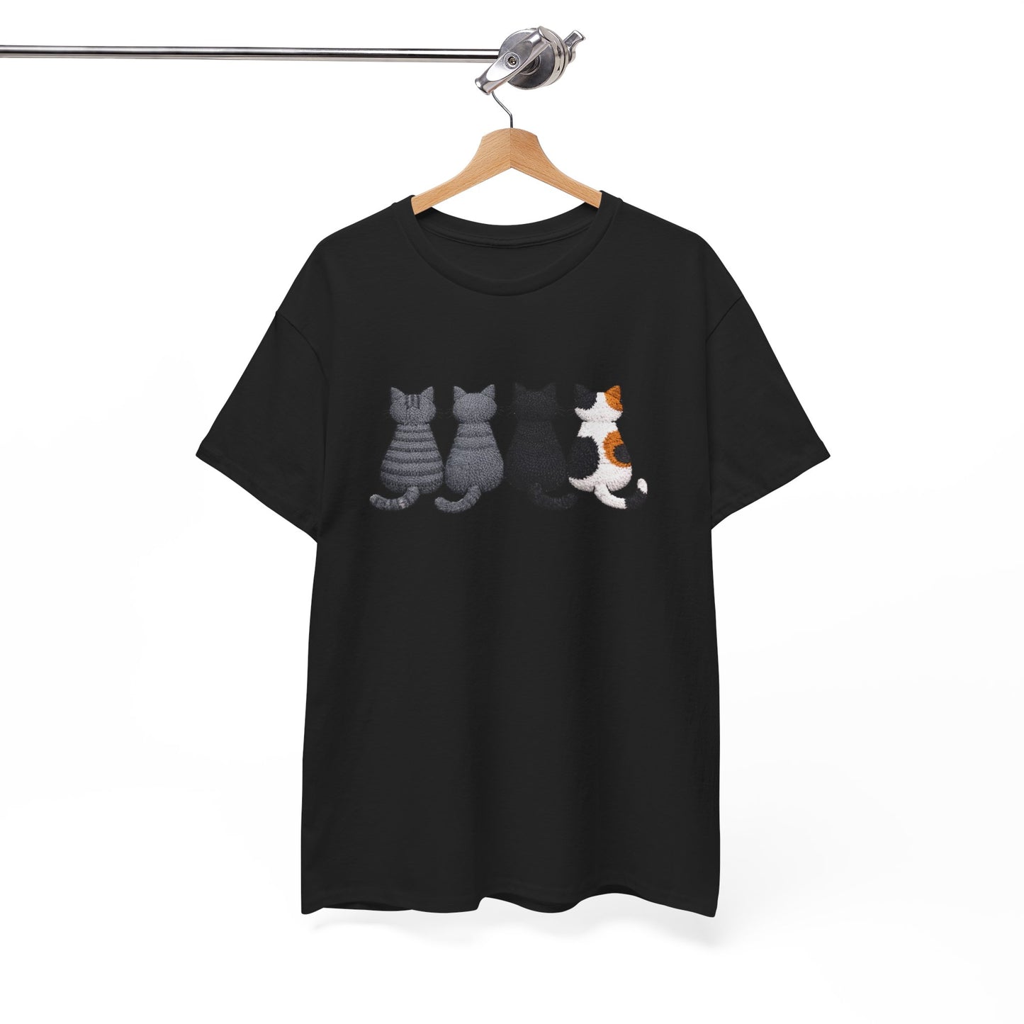 T-Shirt Chats Assis de Dos Minimaliste Amoureux des Chats Cadeau Femme