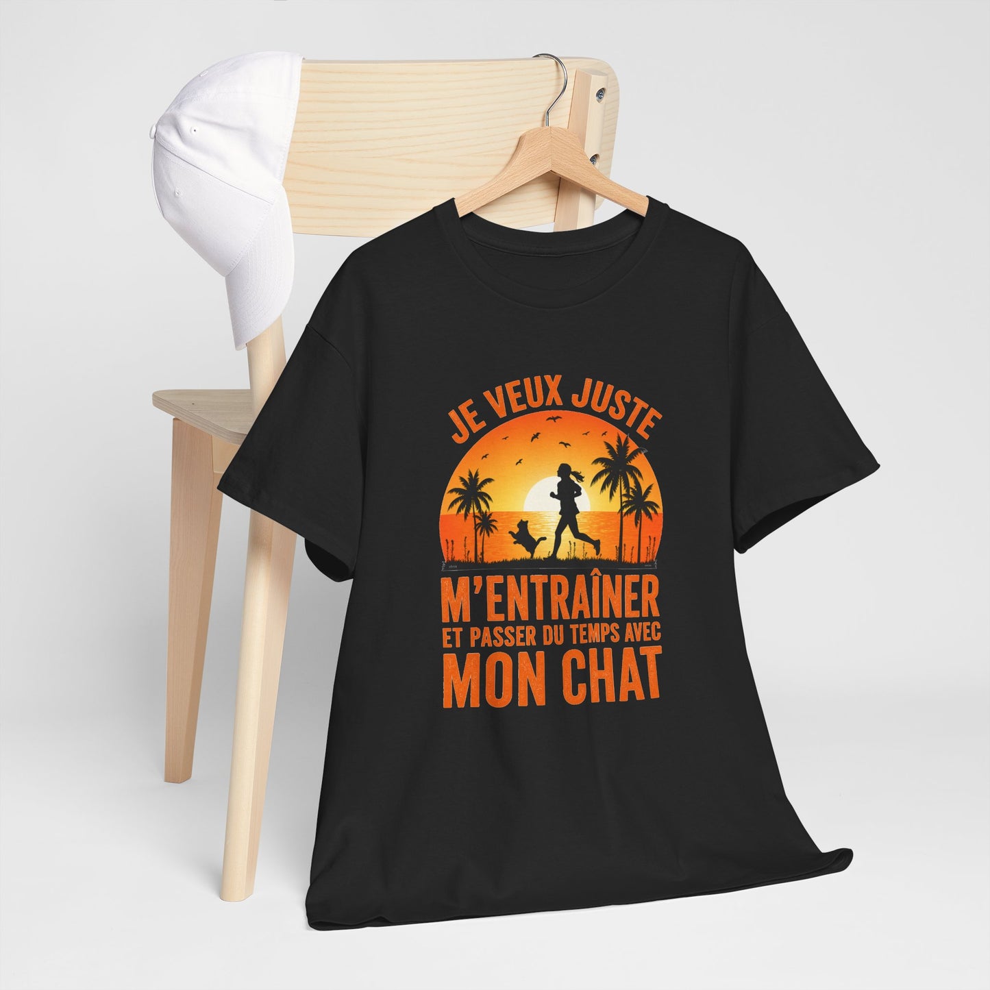 T-Shirt Femme Running avec Chat – Course à Pied Jogging Sport – Cadeau Coureuse Amoureuse des Chats