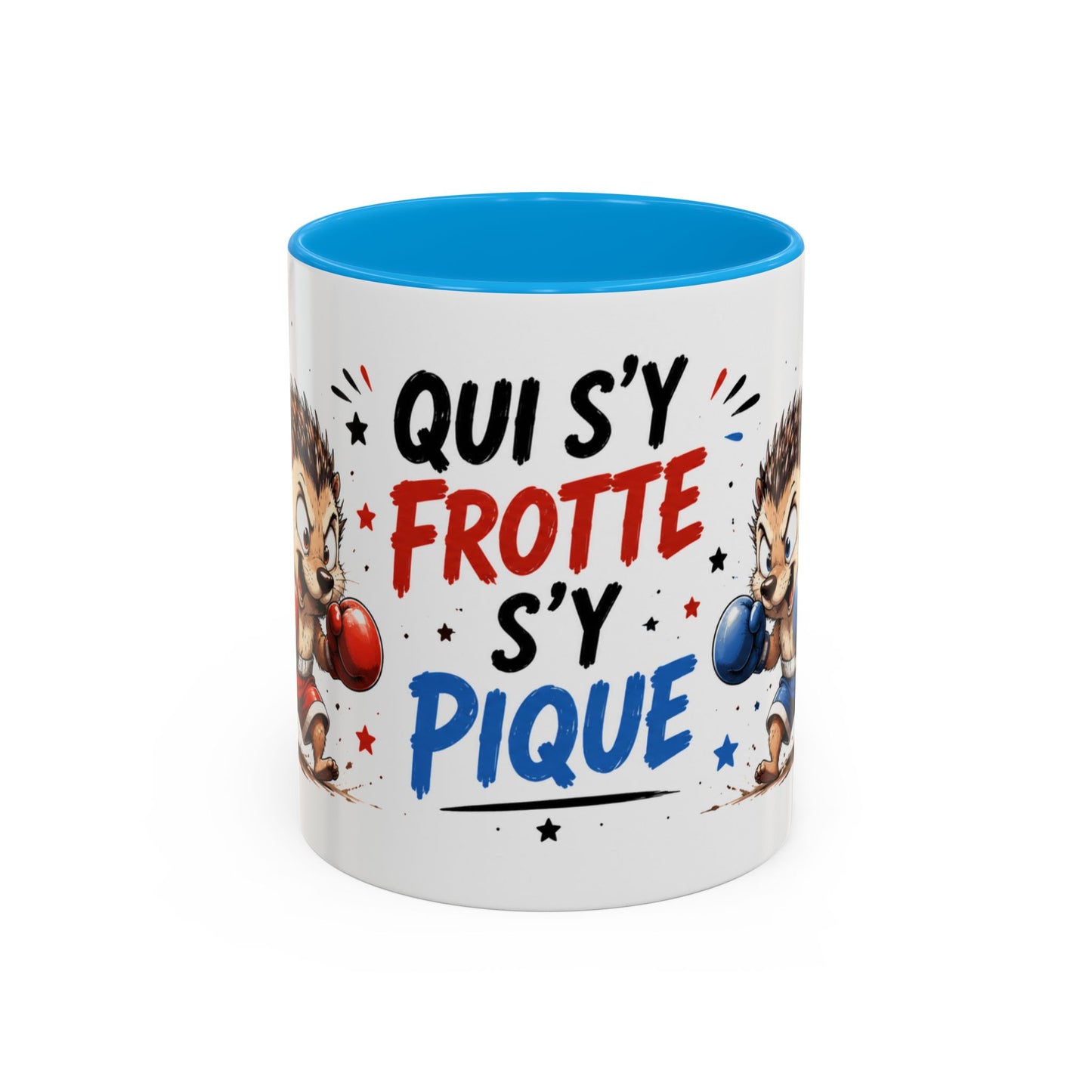 Tasse Qui S’y Frotte S’y Pique – Mug Hérisson Boxeur Humour – Cadeau Drôle Original 325ml
