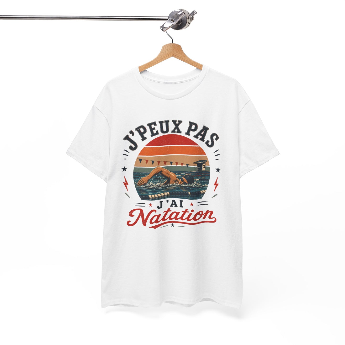 T-Shirt Homme – J’Peux Pas J’Ai Natation – Tee Shirt Nageur Piscine Crawl Entraînement Compétition Aquatique Sportif Cadeau Passion Sports Nautiques