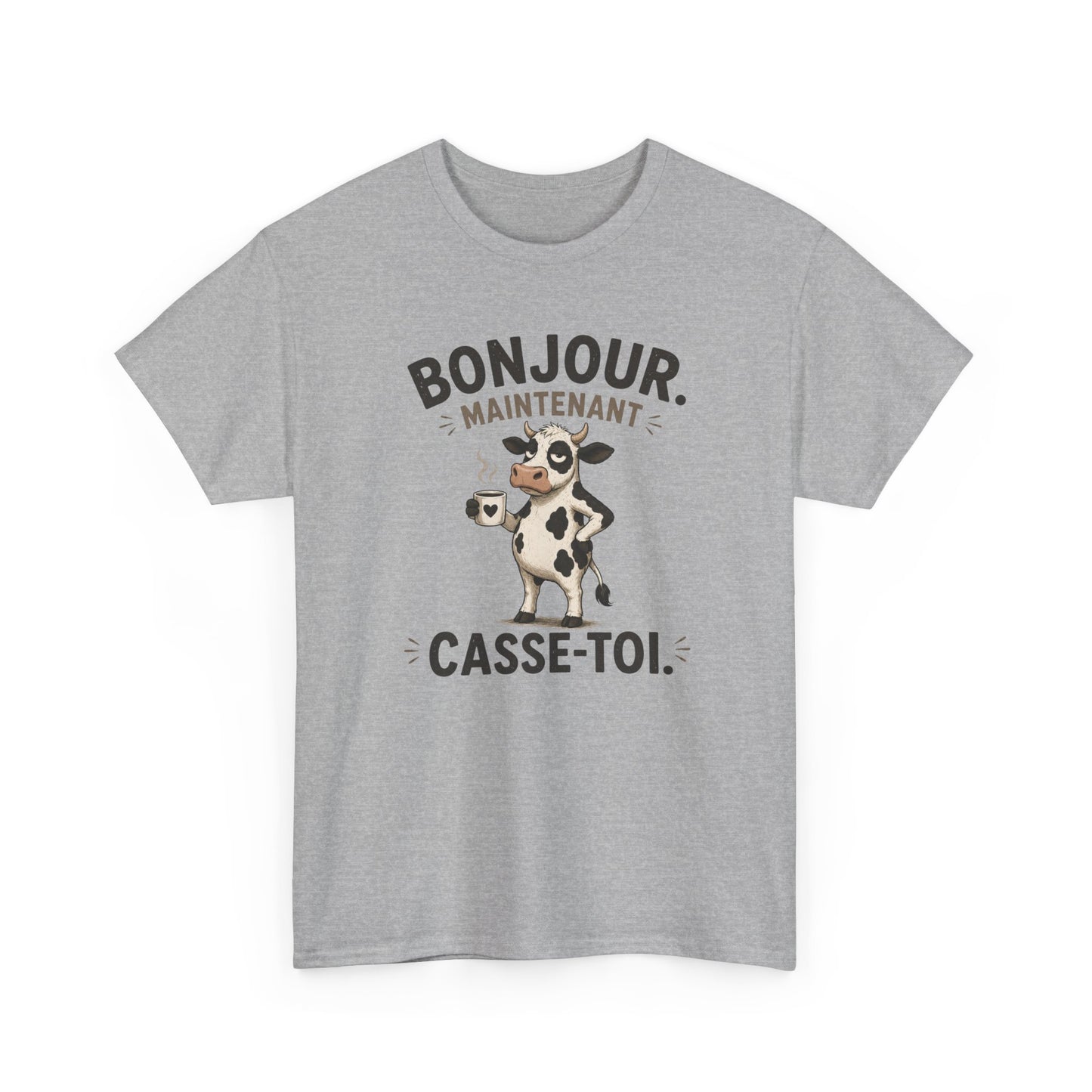 T-Shirt Humour Homme et Femme – Vache Drôle Café – Humour Sarcastique Mauvaise Humeur – Cadeau Original