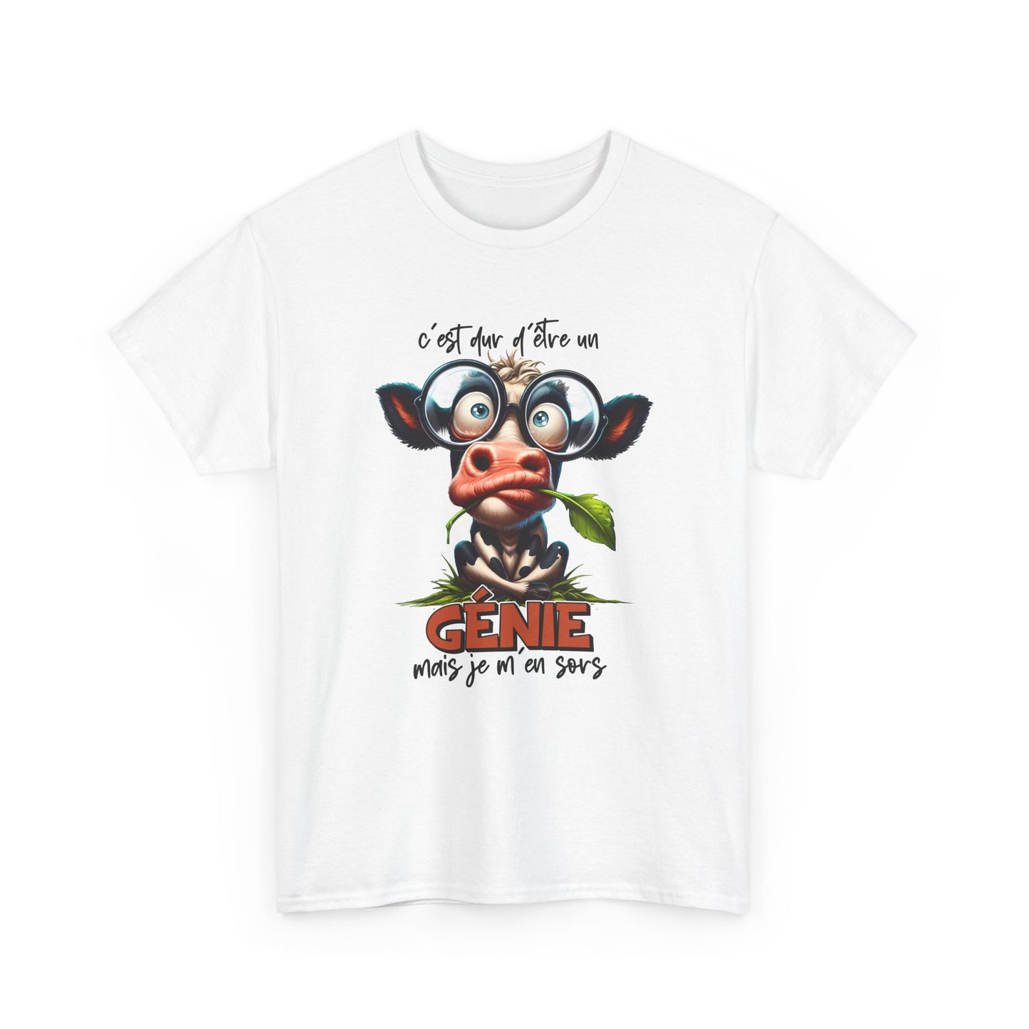 Tee Shirt C’est Dur d’Être un Génie Mais Je M’en Sors – T-Shirt Humour Vache Rigolote – Cadeau Homme Femme