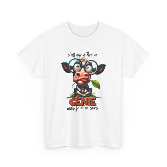 Tee Shirt C’est Dur d’Être un Génie Mais Je M’en Sors – T-Shirt Humour Vache Rigolote – Cadeau Homme Femme