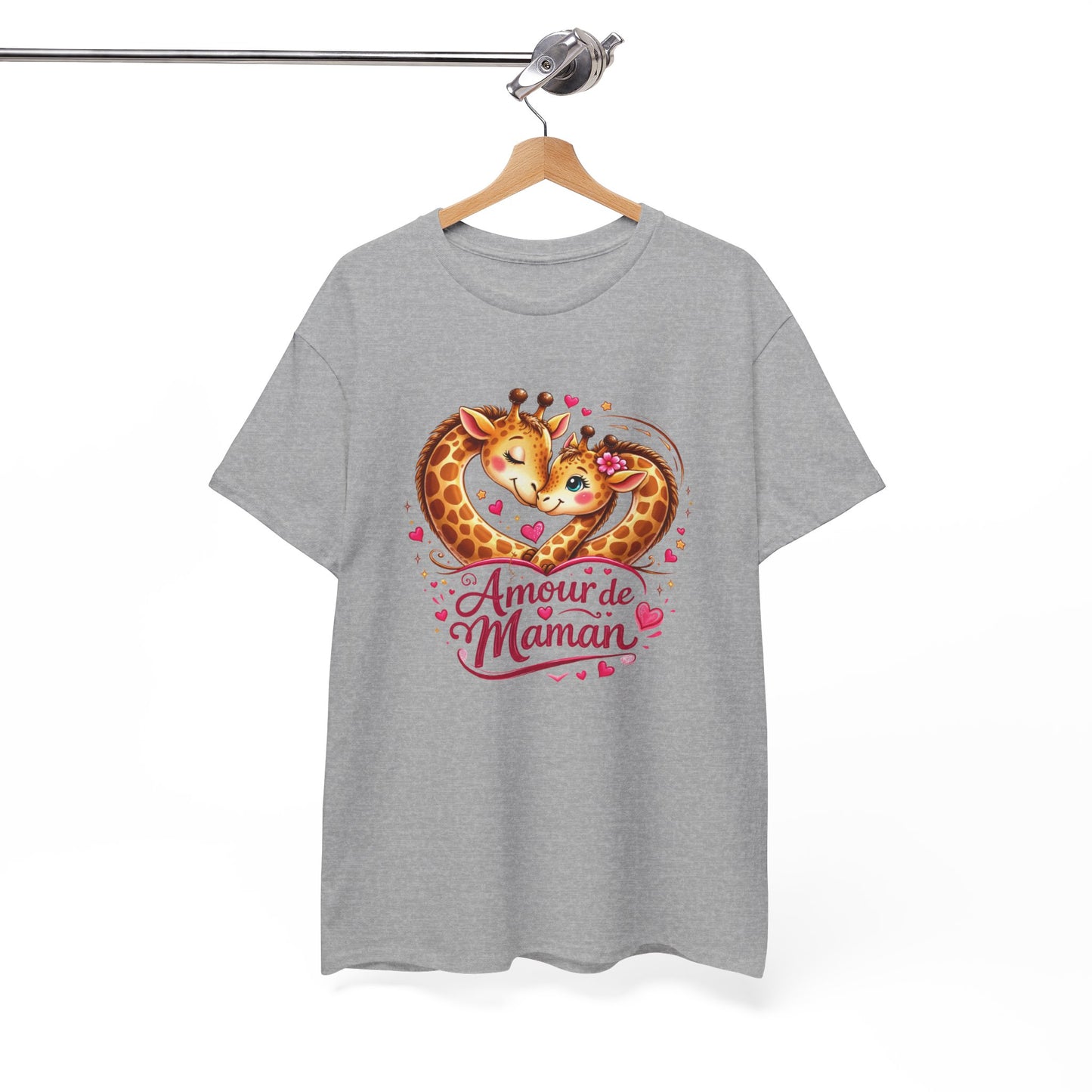 T-Shirt Amour de Maman Girafe – Design Mignon Animaux Cœur – Cadeau Fête des Mères