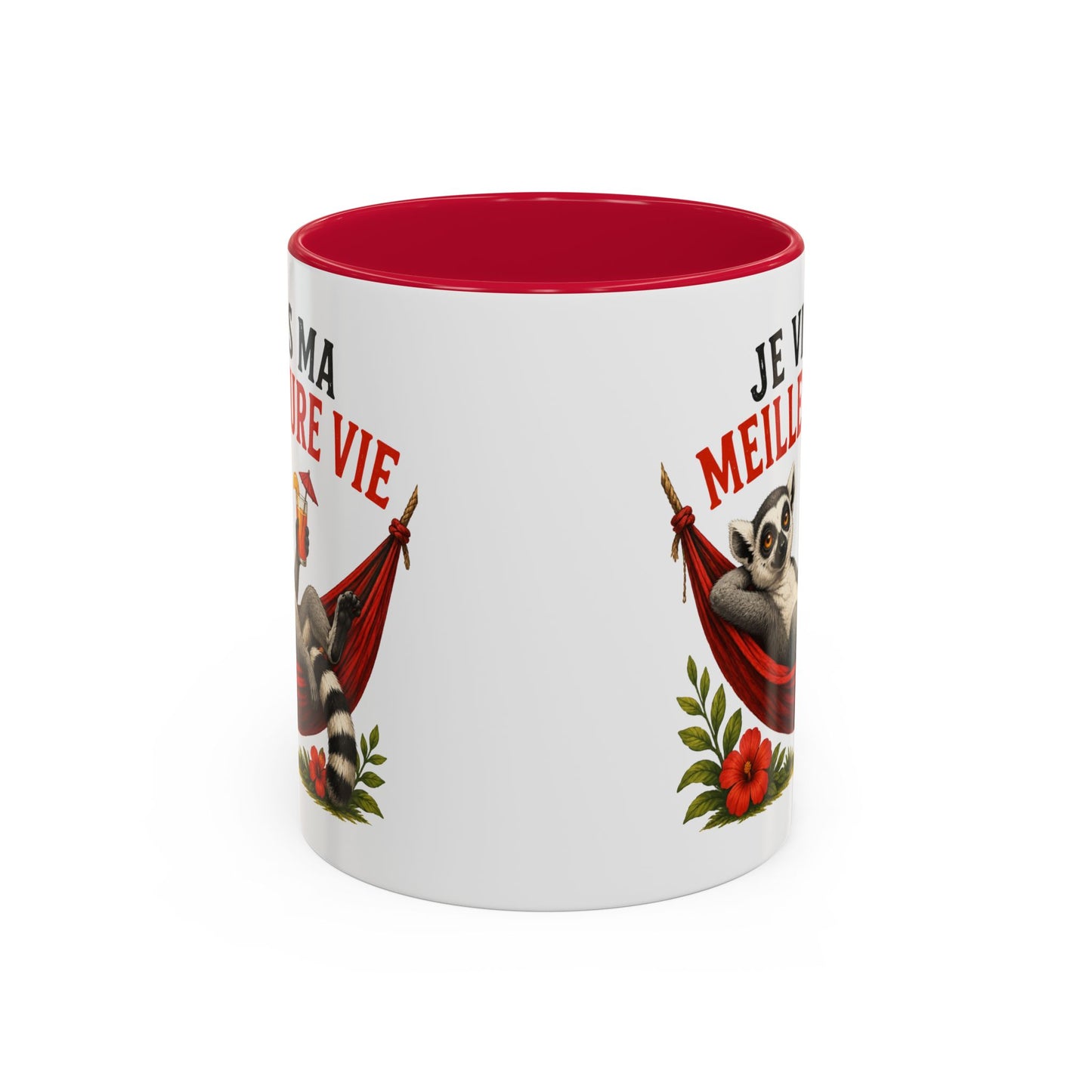 Tasse Lémurien Homme et Femme – Mug Animal Tropical Hamac Vacances Détente – Cadeau Original Amusant 325 ml