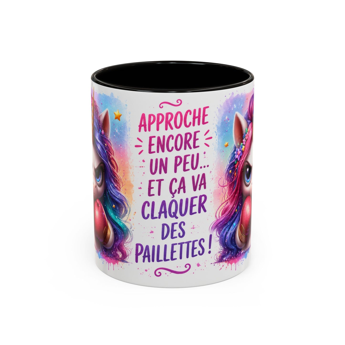 Tasse Licorne Humoristique – Mug “Approche Encore Un Peu” – Cadeau Fun Femme Fille 325ml