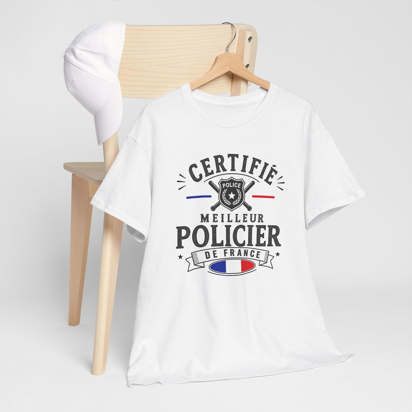 Tee Shirt Policier Homme – Certifié Meilleur Policier de France – T-Shirt Métier Police Cadeau Original Homme