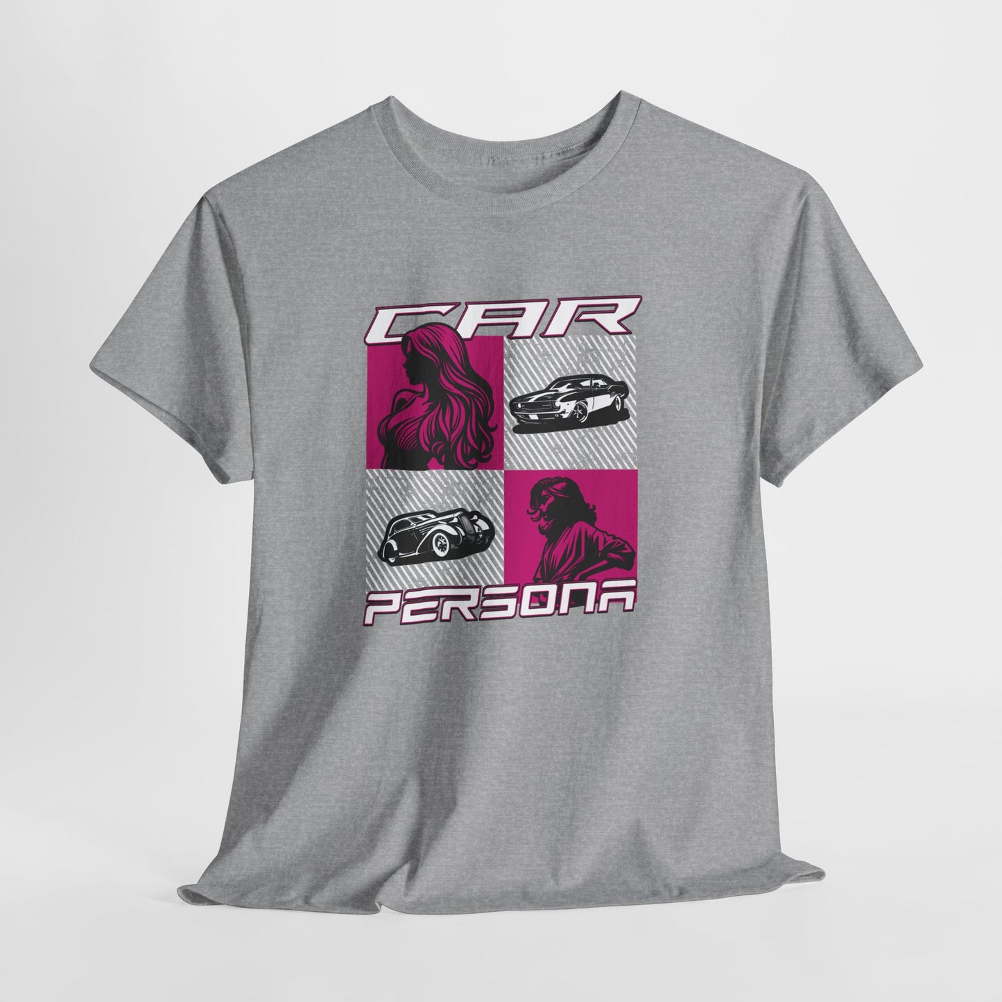 T-Shirt Femme Car Persona – Tee Shirt Voiture Vintage & Femme Style – Design Auto Chic Noir Blanc Gris Cadeau
