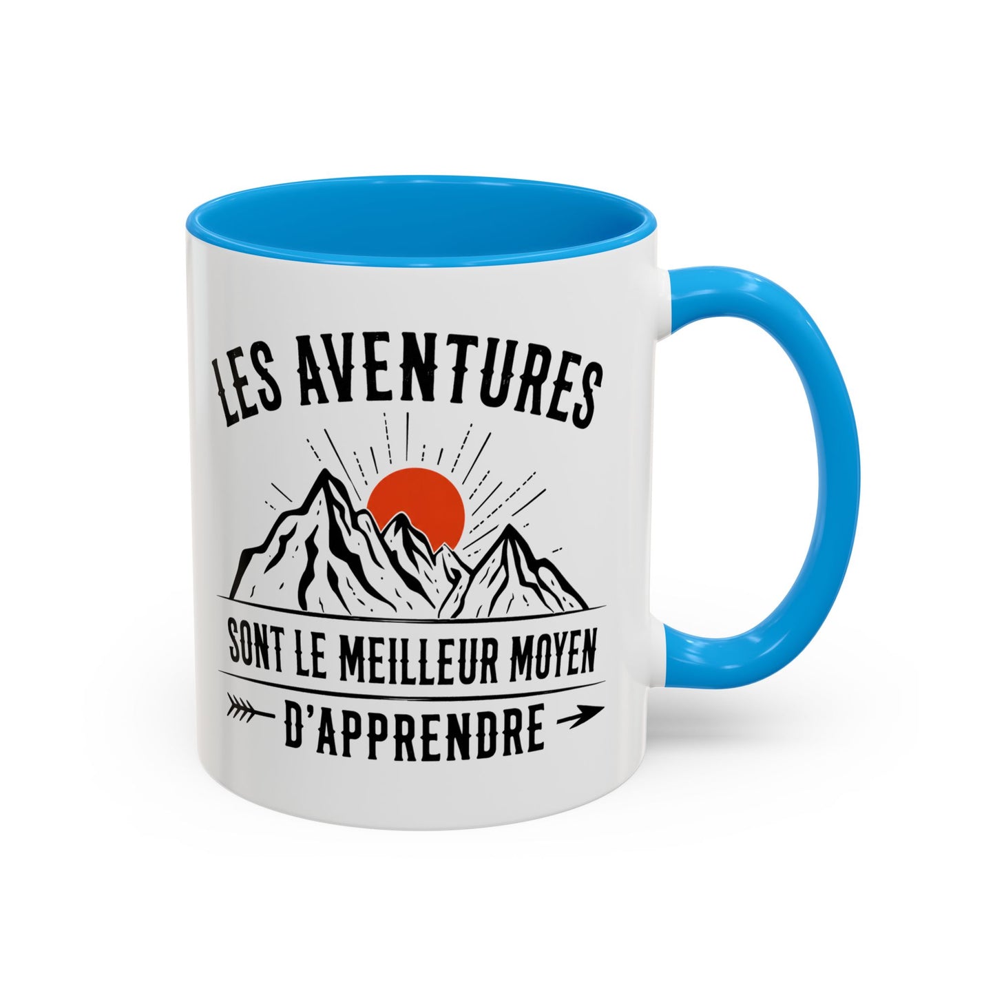 Tasse Camping Homme et Femme – Les Aventures sont le Meilleur Moyen d’Apprendre – Mug Montagne Nature Randonnée – Cadeau Original Campeur – 325 ml