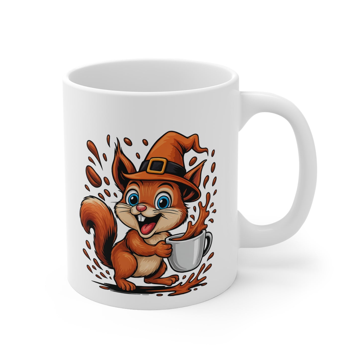Tasse Écureuil Sorcière Halloween – Mug Céramique Café 325ml – Cadeau Fantaisie Original