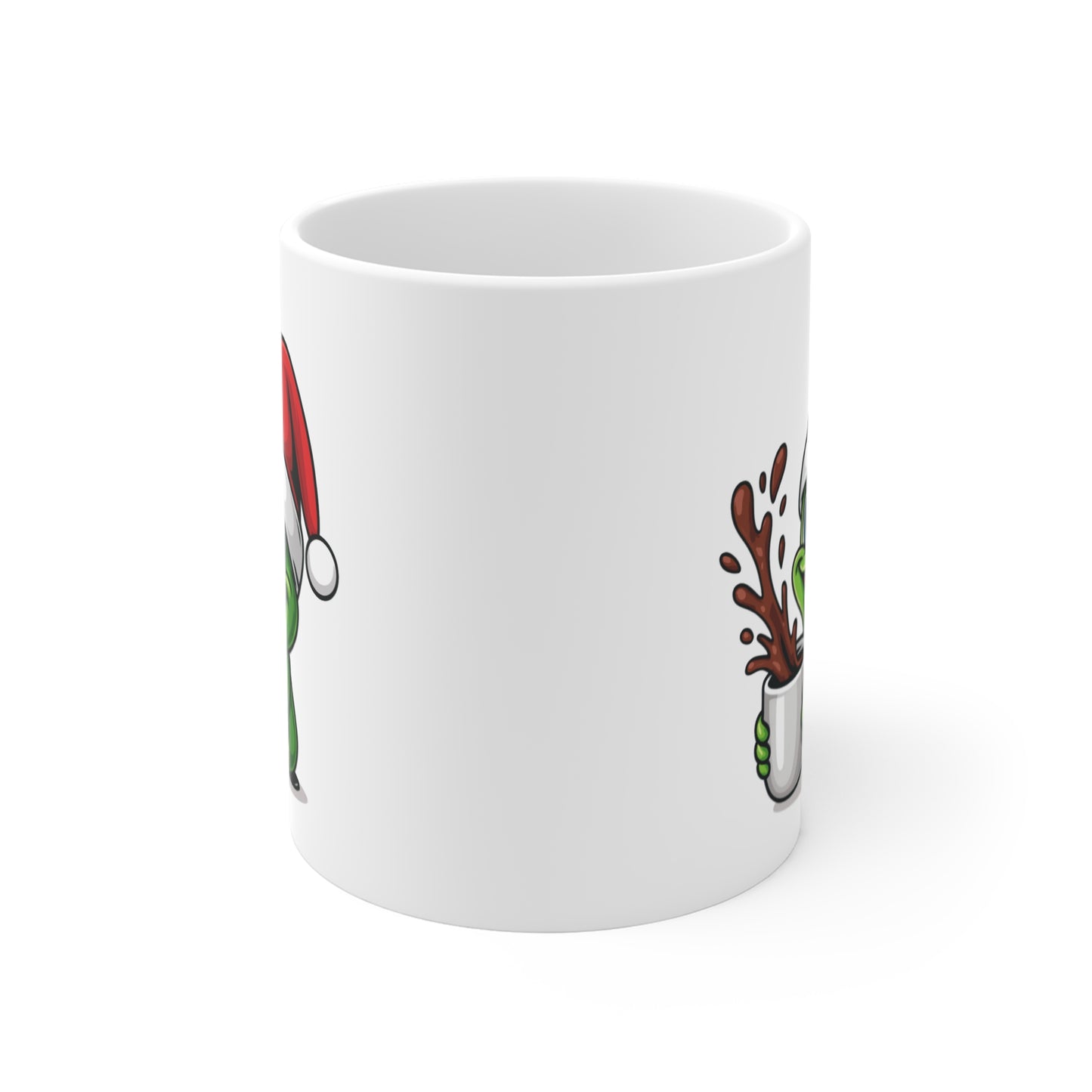 Mug Grenouille Noël 325ml – Tasse Céramique Mignonne avec Bonnet Rouge – Cadeau Fêtes Original