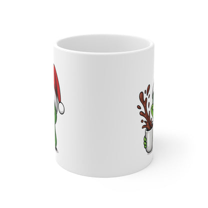 Mug Grenouille Noël 325ml – Tasse Céramique Mignonne avec Bonnet Rouge – Cadeau Fêtes Original