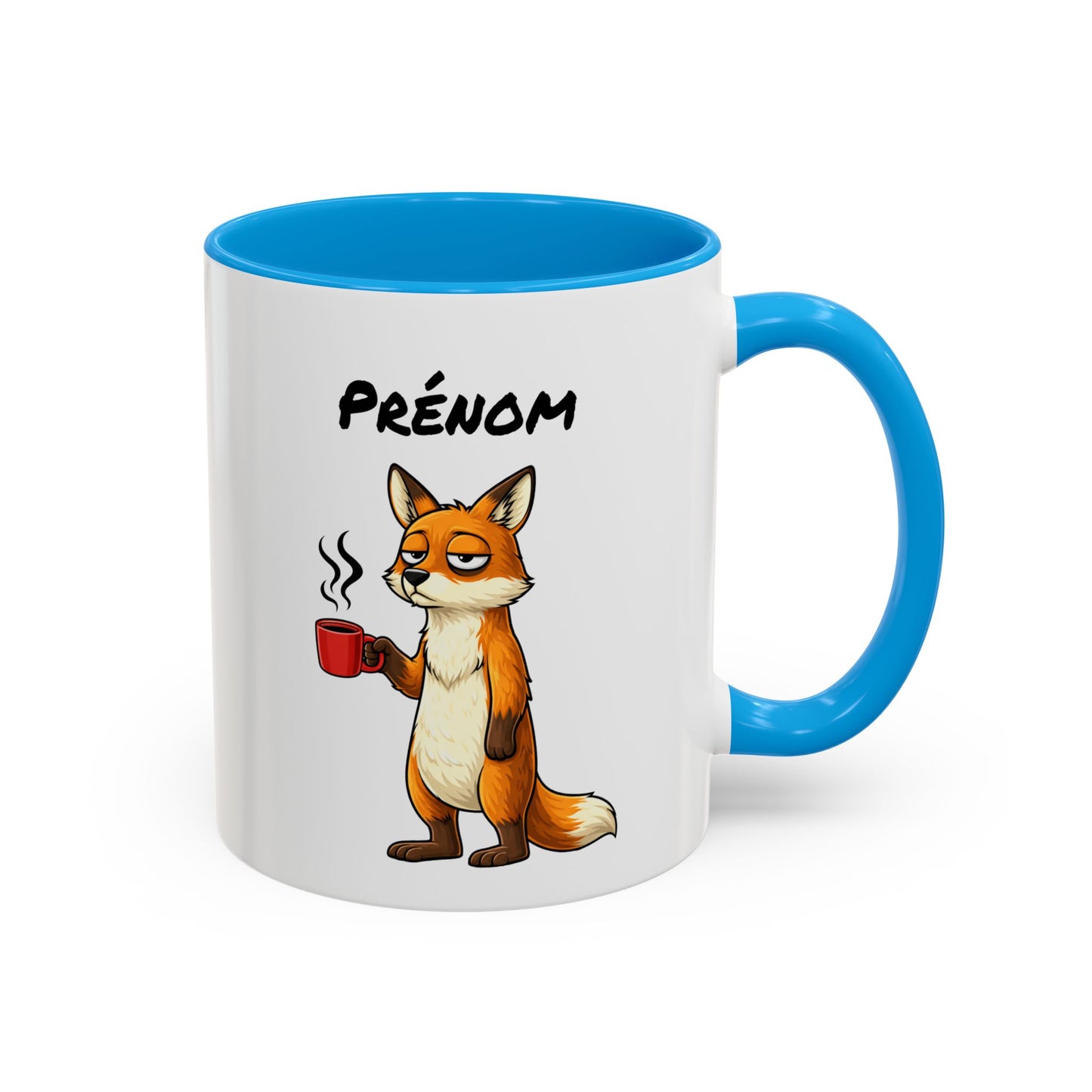 Tasse Renard Fatigué avec Café – Mug Humour Matin Difficile – Illustration Animal Mignon