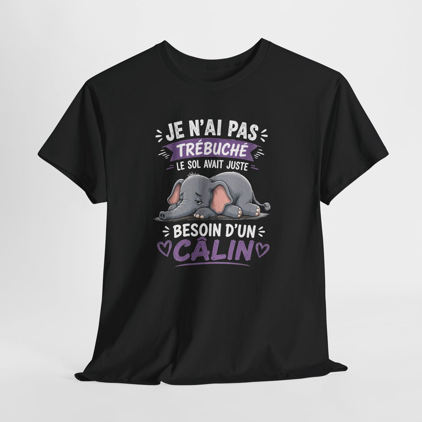 Tee Shirt Homme et Femme Éléphant Humour Animal Mignon Câlin Fatigue Idée Cadeau Drôle Original