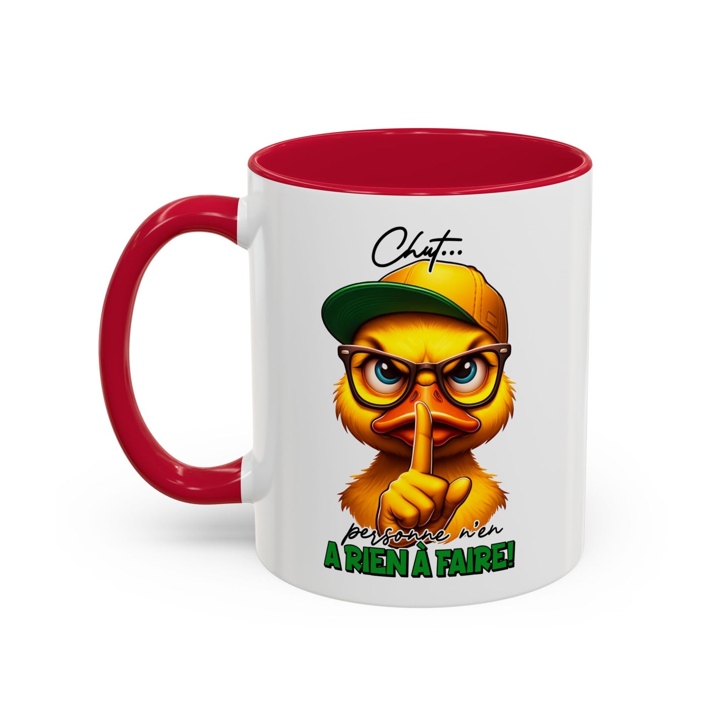 Tasse Chut Personne N’a Rien À Faire – Mug Canard Humour Drôle Cartoon – Cadeau Fun 325ml
