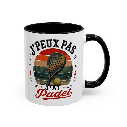 Tasse J’Peux Pas J’Ai Padel – Mug Humour Joueur de Padel Vintage – Cadeau Sport Homme Femme 325ml