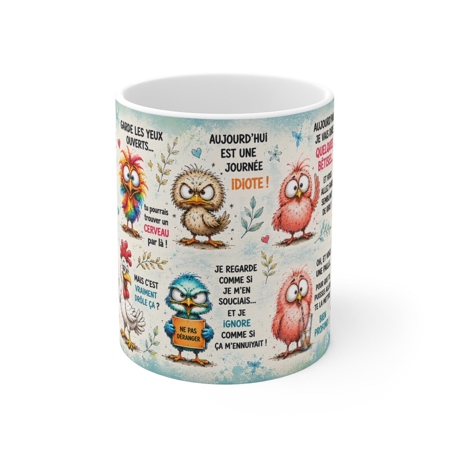 Tasse Humour Oiseaux Cartoon – Mug Citations Drôles et Sarcastiques – Cadeau Humour Homme Femme 325ml