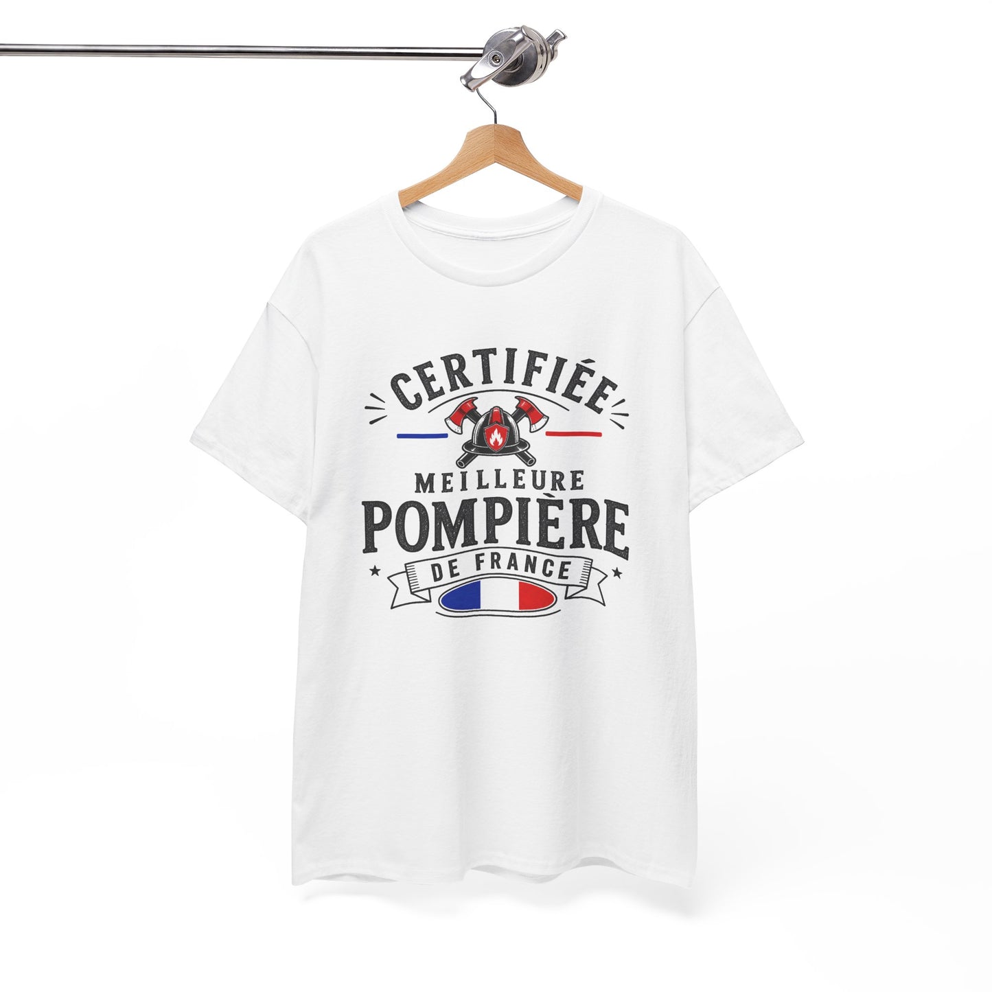 Tee Shirt Pompière Femme – Certifiée Meilleure Pompière de France – T-Shirt Métier Sapeur Pompier Cadeau Original Femme