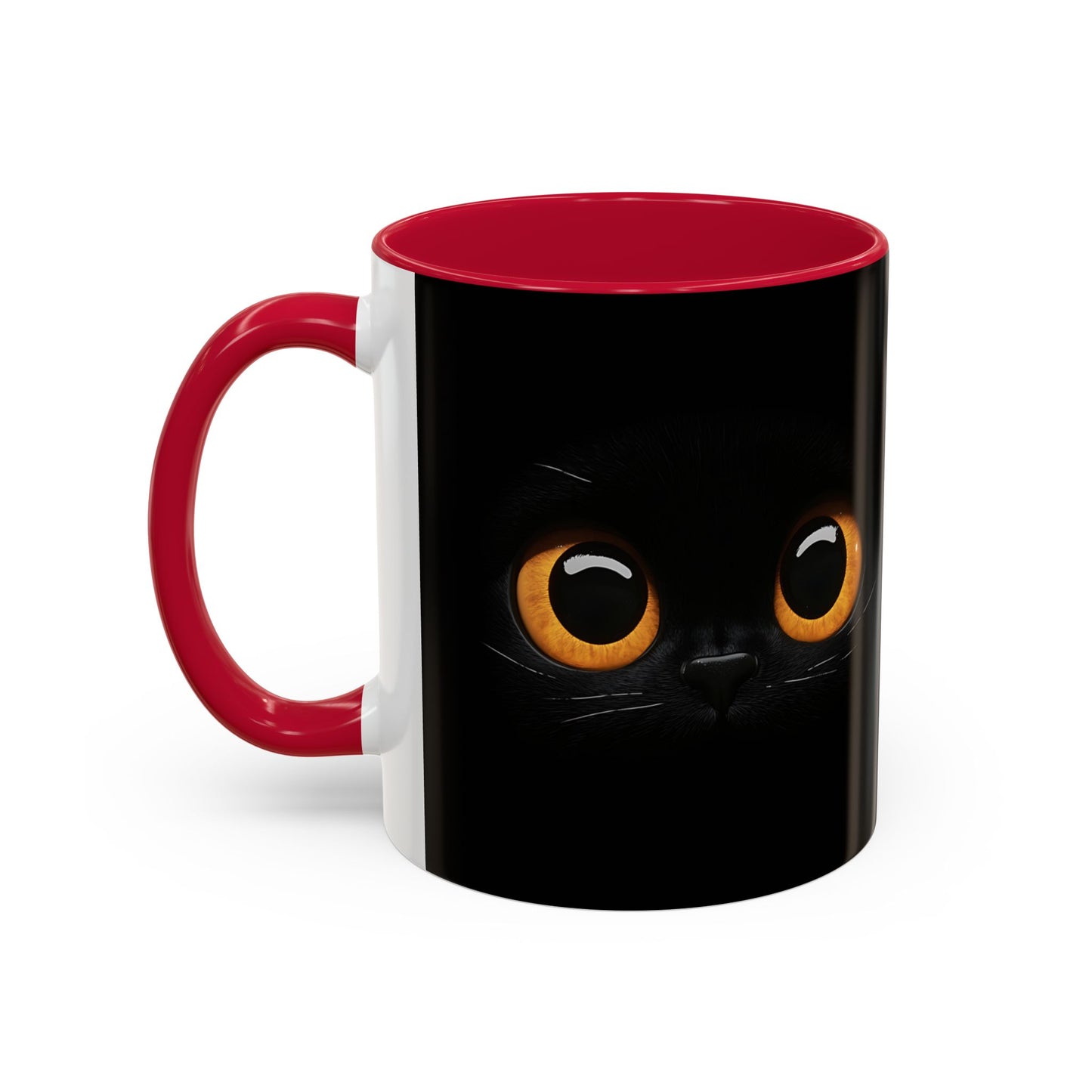 Mug Chat Noir Yeux Jaunes – Tasse Regard Mystérieux Chat – Cadeau Original Amoureux des Chats 325ml