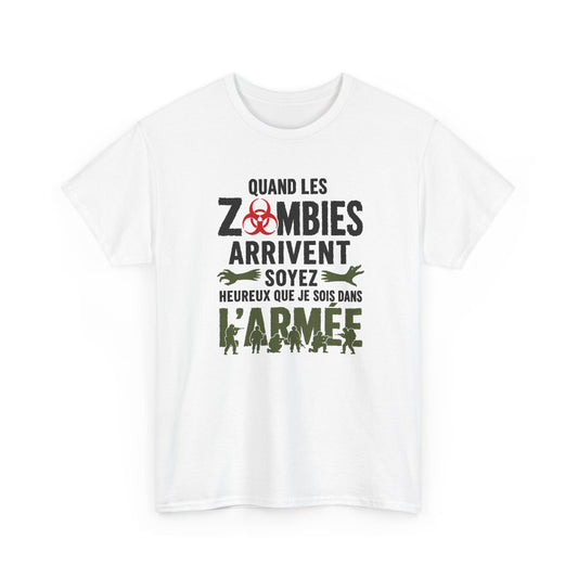 Tee Shirt Homme et Femme Zombie Armée Militaire Humour Survival Apocalypse Idée Cadeau