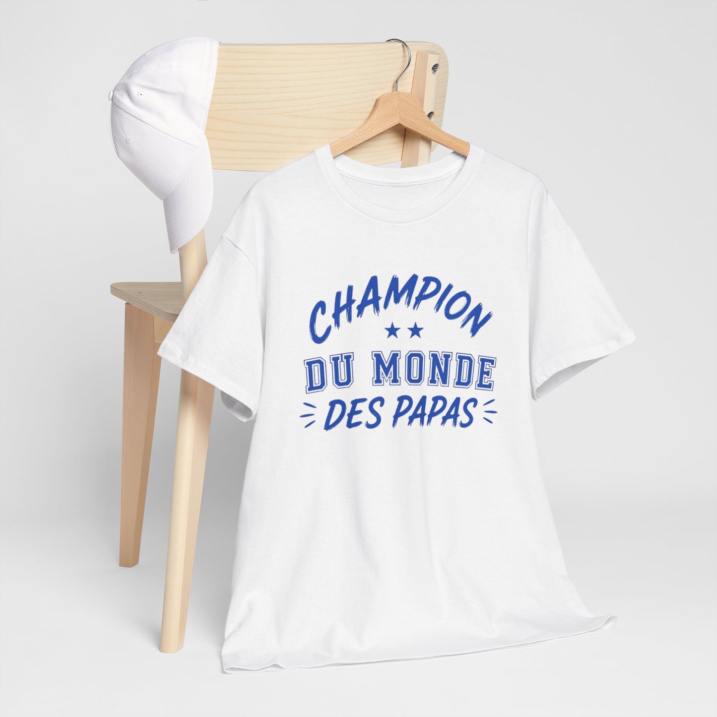 T-Shirt Papa Humour – Champion du Monde des Papas – Tee Shirt Drôle Homme Cadeau Papa