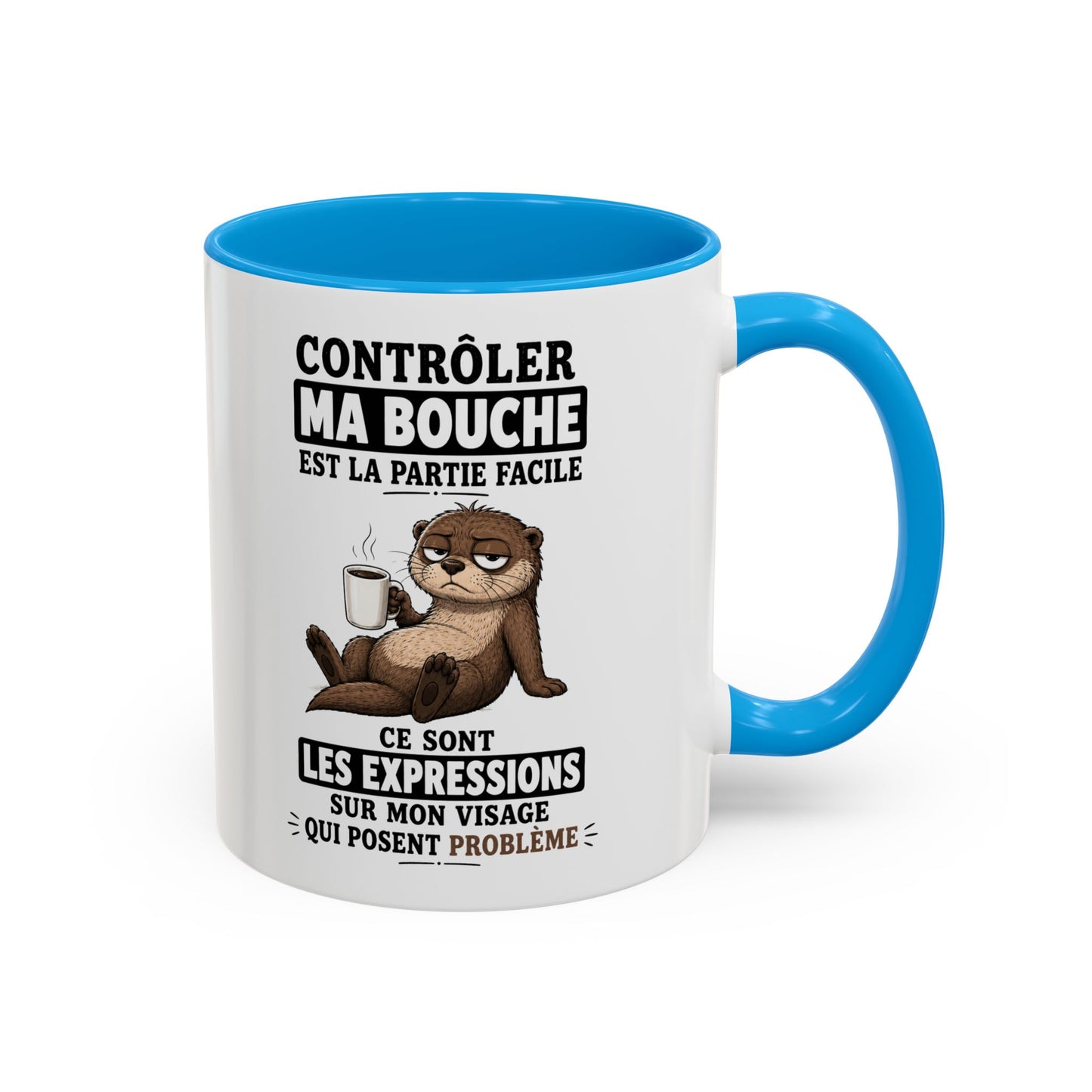 Mug Humoristique – Tasse Loutre Blasée – Cadeau Original Homme et Femme, Collègue, Ami, Famille – 325 ml Noir Bleu Rouge