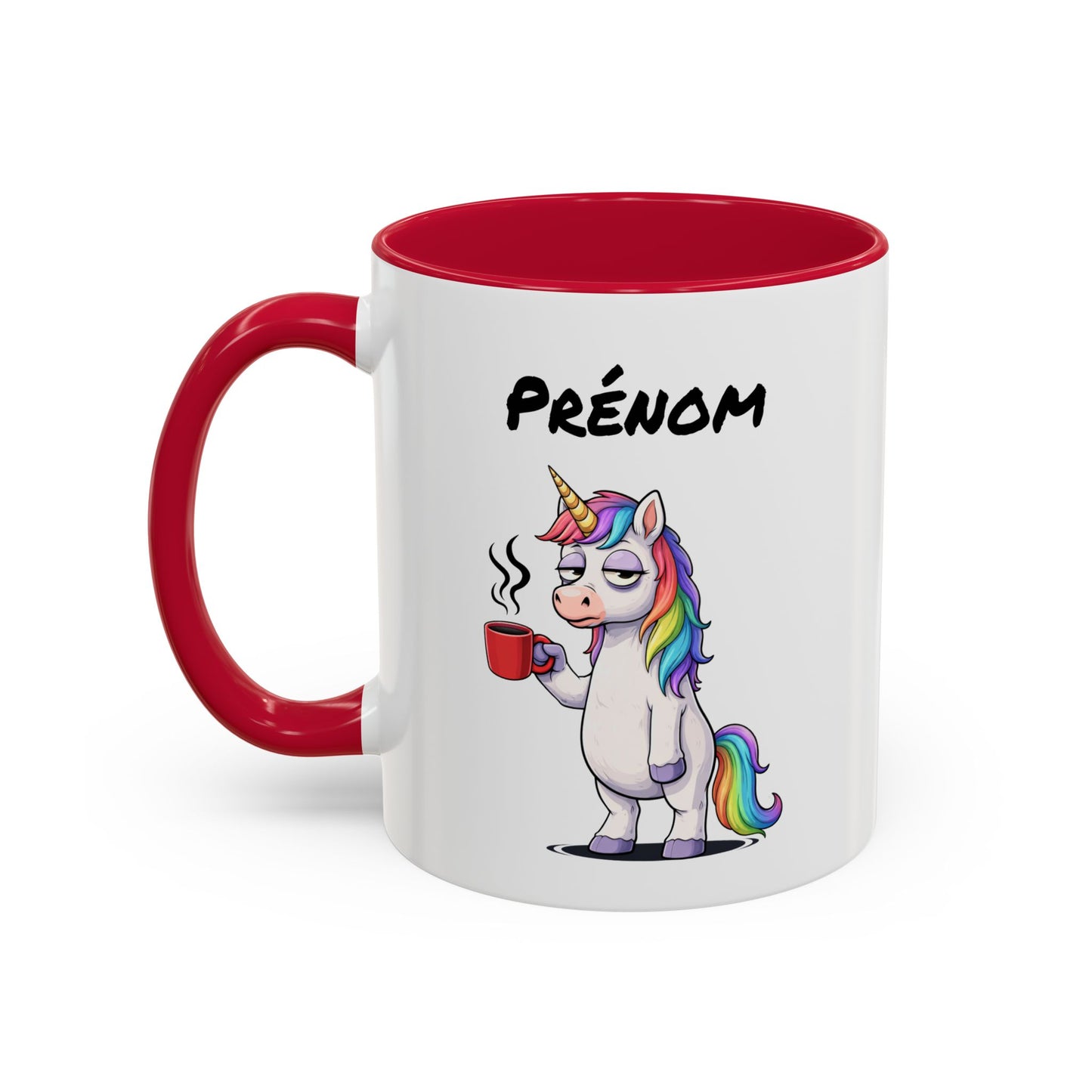 Tasse Licorne Fatiguée avec Café – Mug Fantaisie Arc-en-ciel – Illustration Animal Mignon 325ml