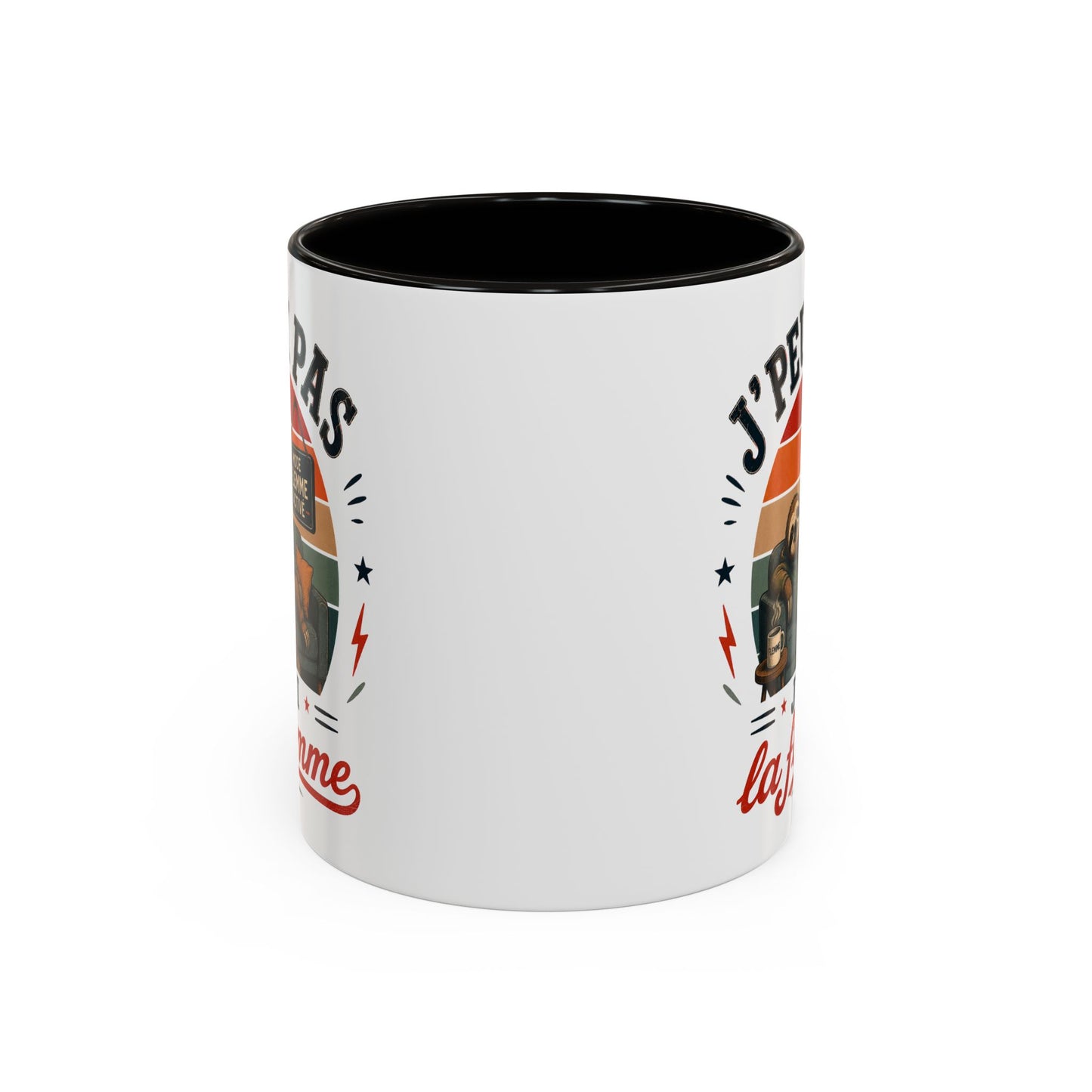 Tasse J’Peux Pas J’Ai La Flemme – Mug Humour Vintage avec Paresseux – Cadeau Drôle Homme Femme 325ml