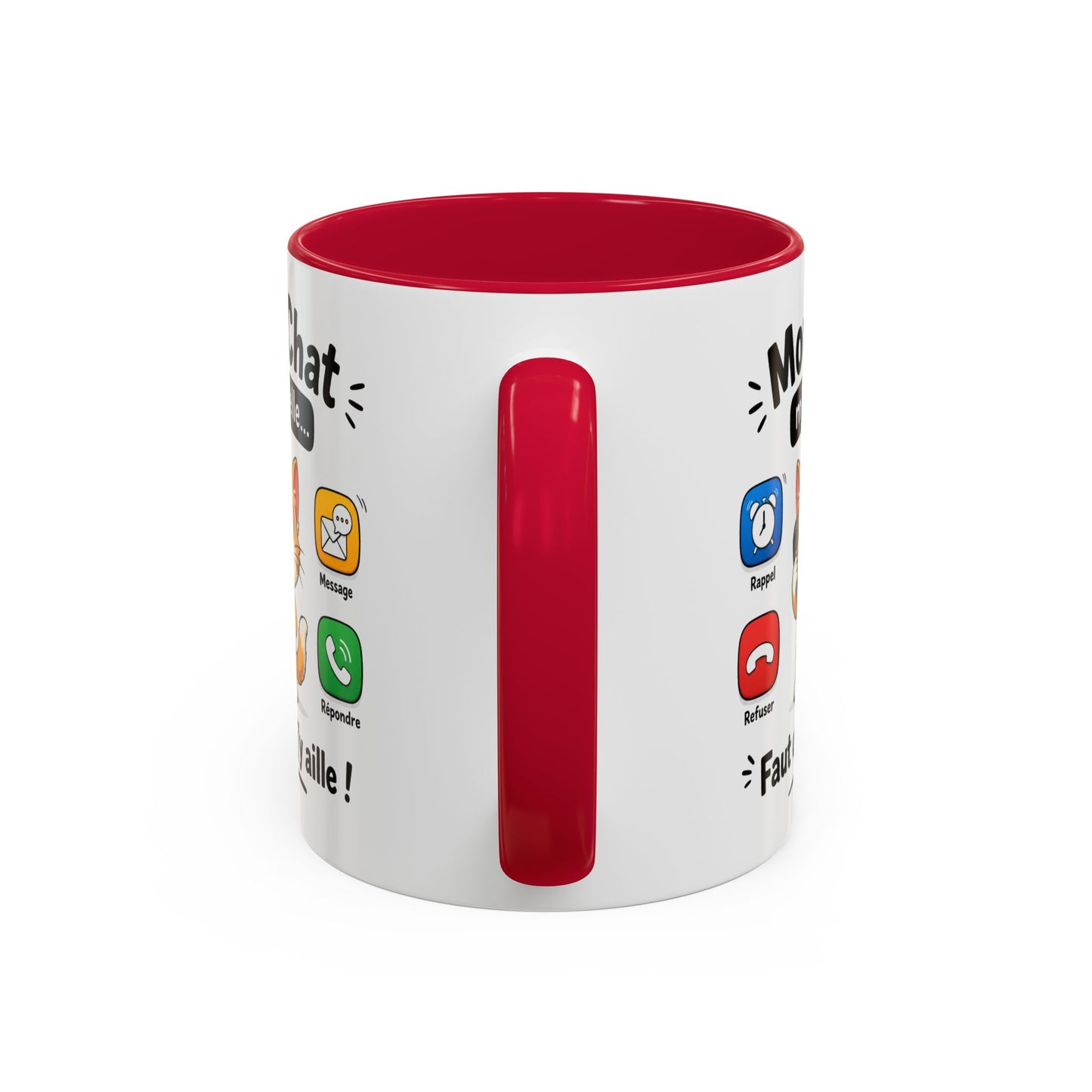 Tasse Mon Chat m’Appelle Faut que J’y Aille – Mug Humour Chat – Cadeau Femme Homme Amoureux des Chats 325ml