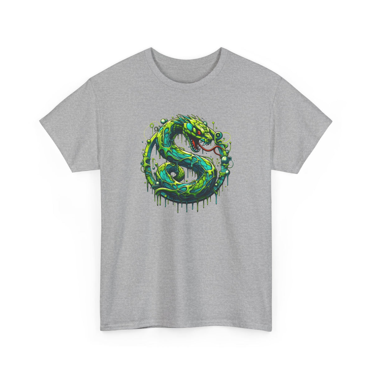Tee Shirt Serpent Vert Homme Femme – T-Shirt Reptile Fantastique – Serpent Venimeux Style Futuriste – Design Animal Original