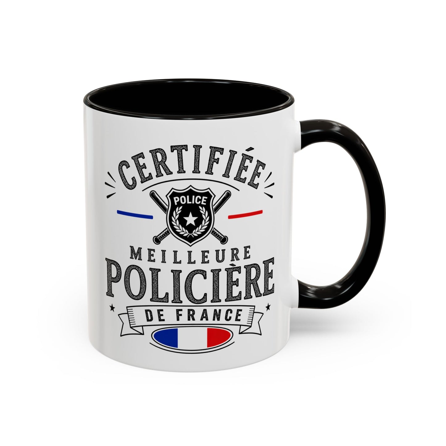 Mug Policière Femme – Certifiée Meilleure Policière de France – Tasse Métier Police – Cadeau Original Femme Policière