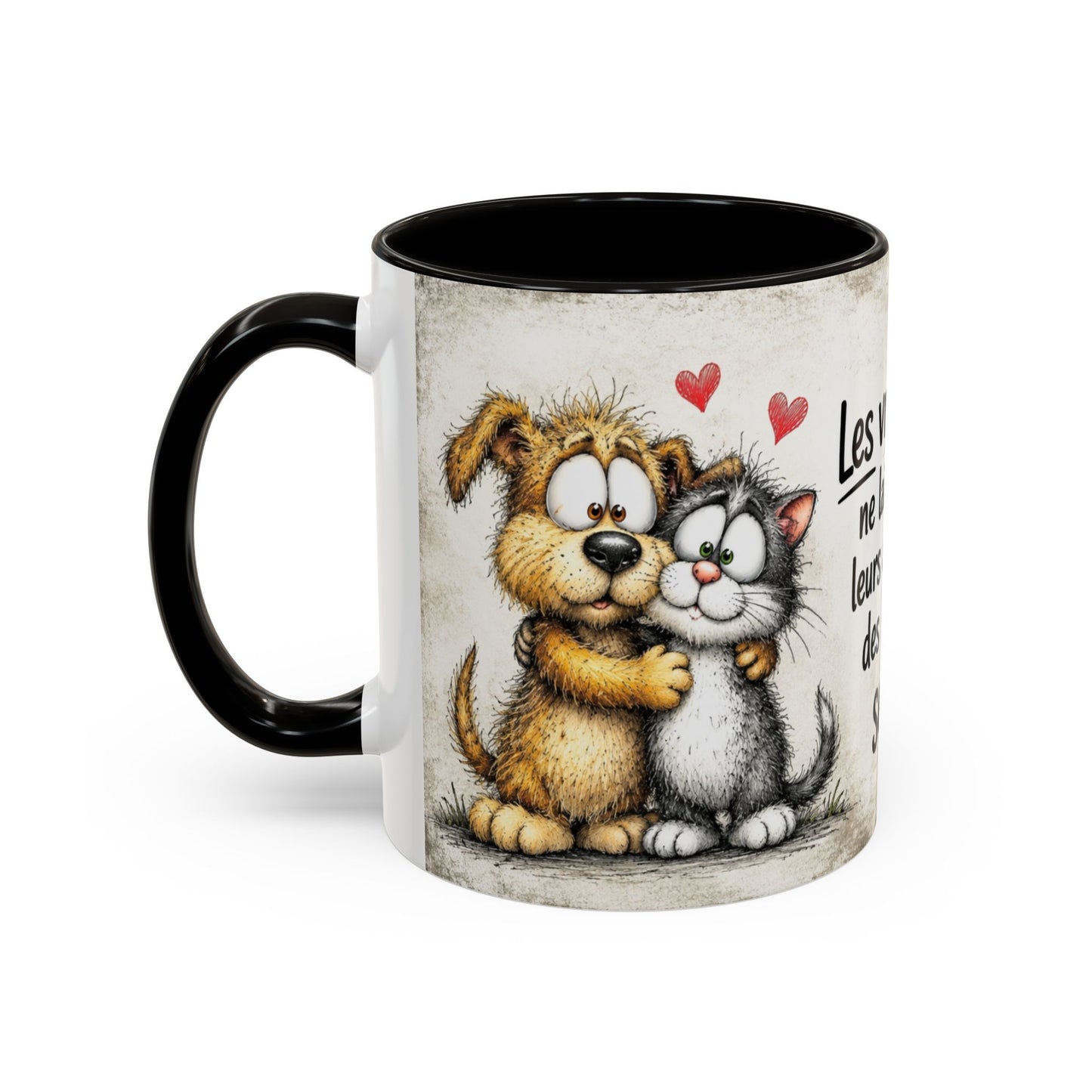 Tasse Humour Amitié Animaux Mignons – Les Vrais Amis Ne Laissent Pas Leurs Amis Faire Des Bêtises Seuls – Cadeau Ami 325ml