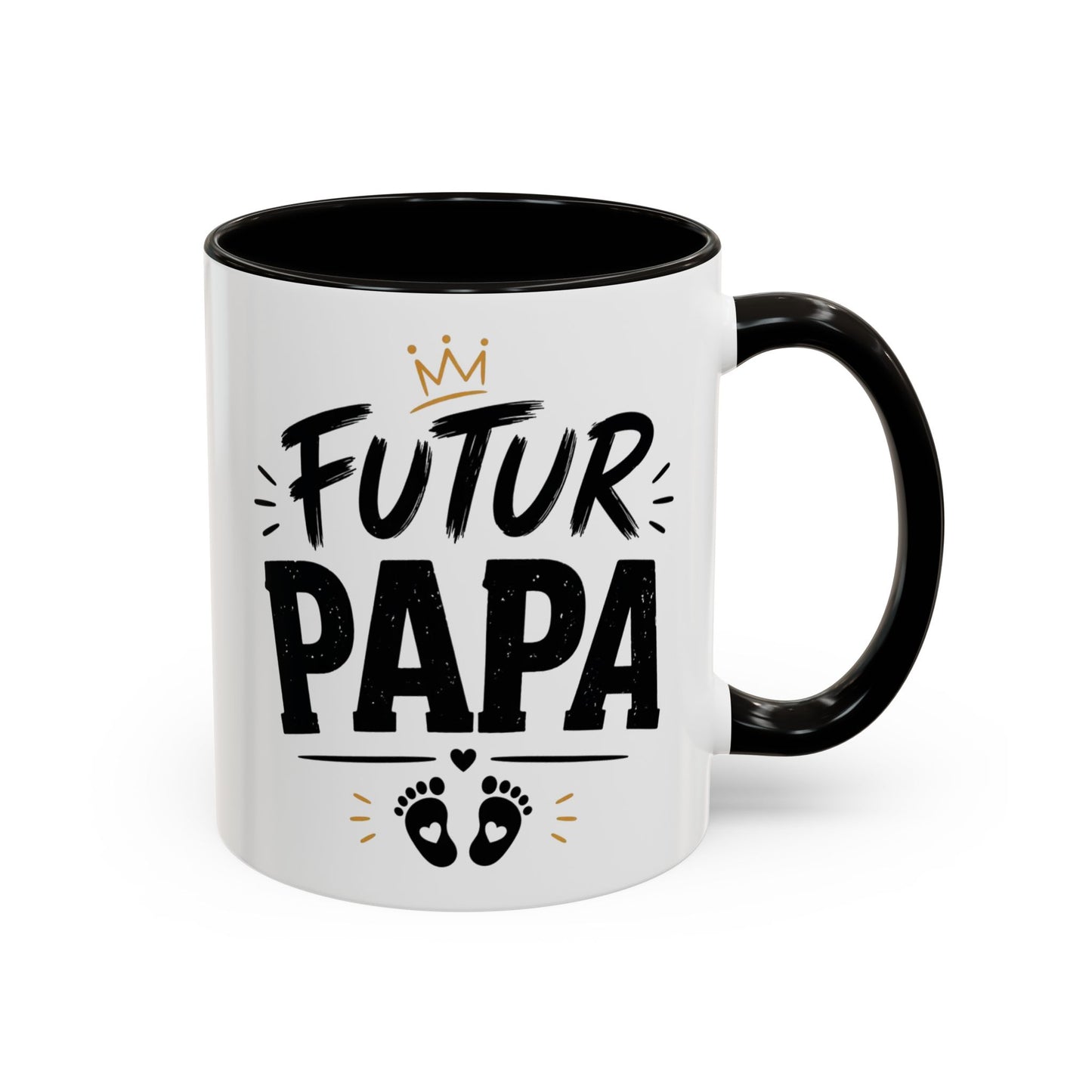 Mug Futur Papa – Tasse Grossesse avec Couronne et Pieds Bébé – Cadeau Future Papa Annonce Grossesse – Céramique 325ml Noir Bleu Rouge