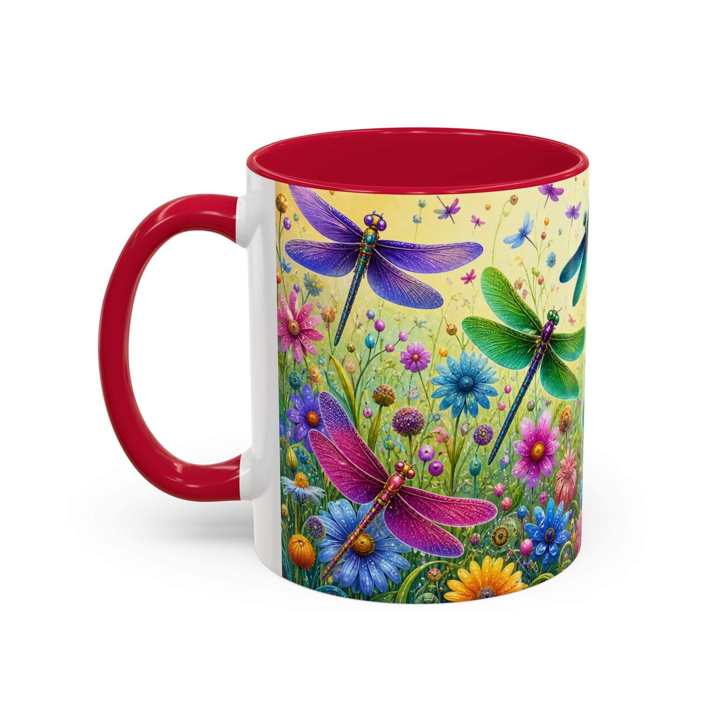 Tasse Libellules et Fleurs Colorées – Mug Nature Printemps et Jardin Fleuri – Design Artistique Floral – Céramique 325ml