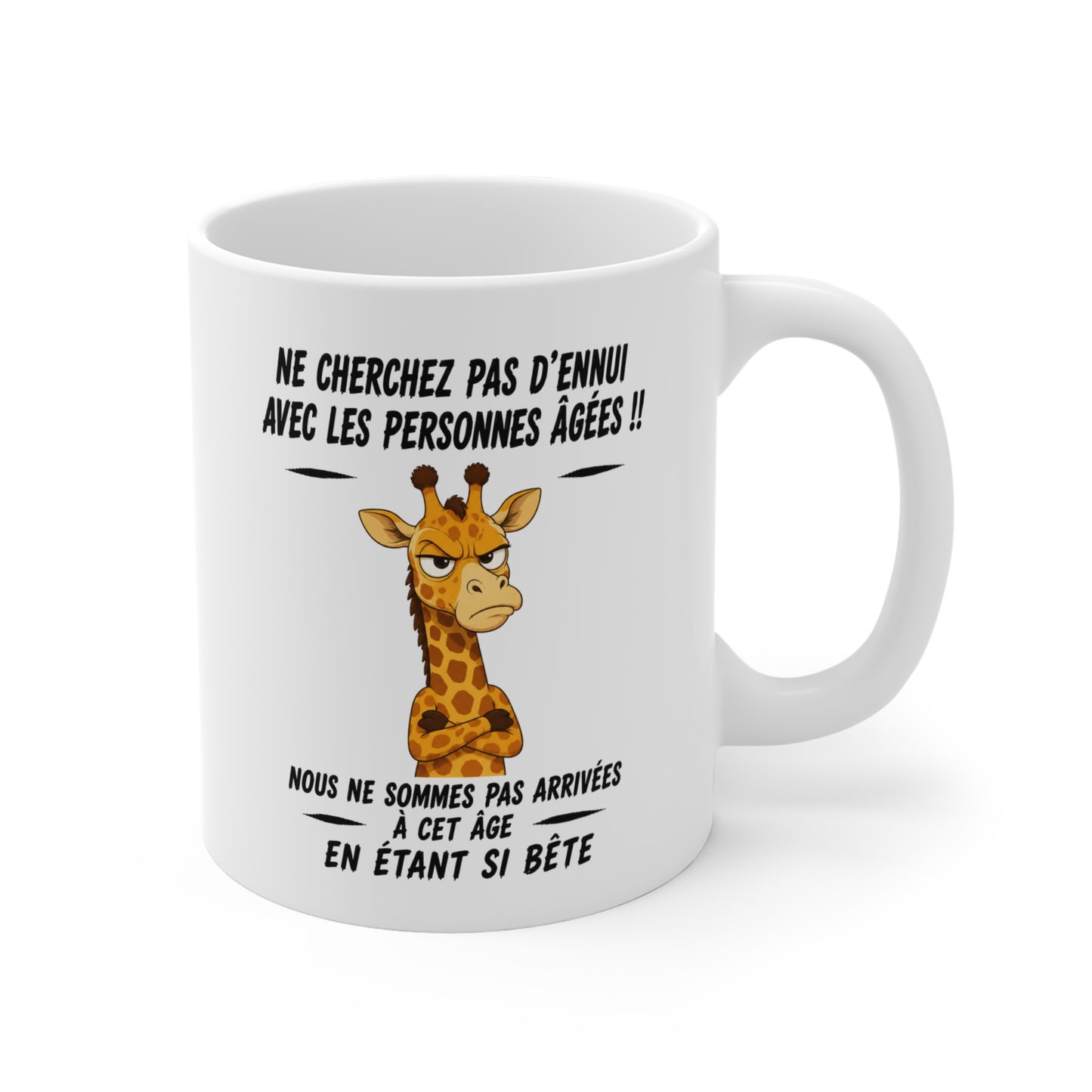 Tasse Retraite Humour – Mug Girafe Drôle Personne Âgée – Cadeau Senior Homme Femme 325ml