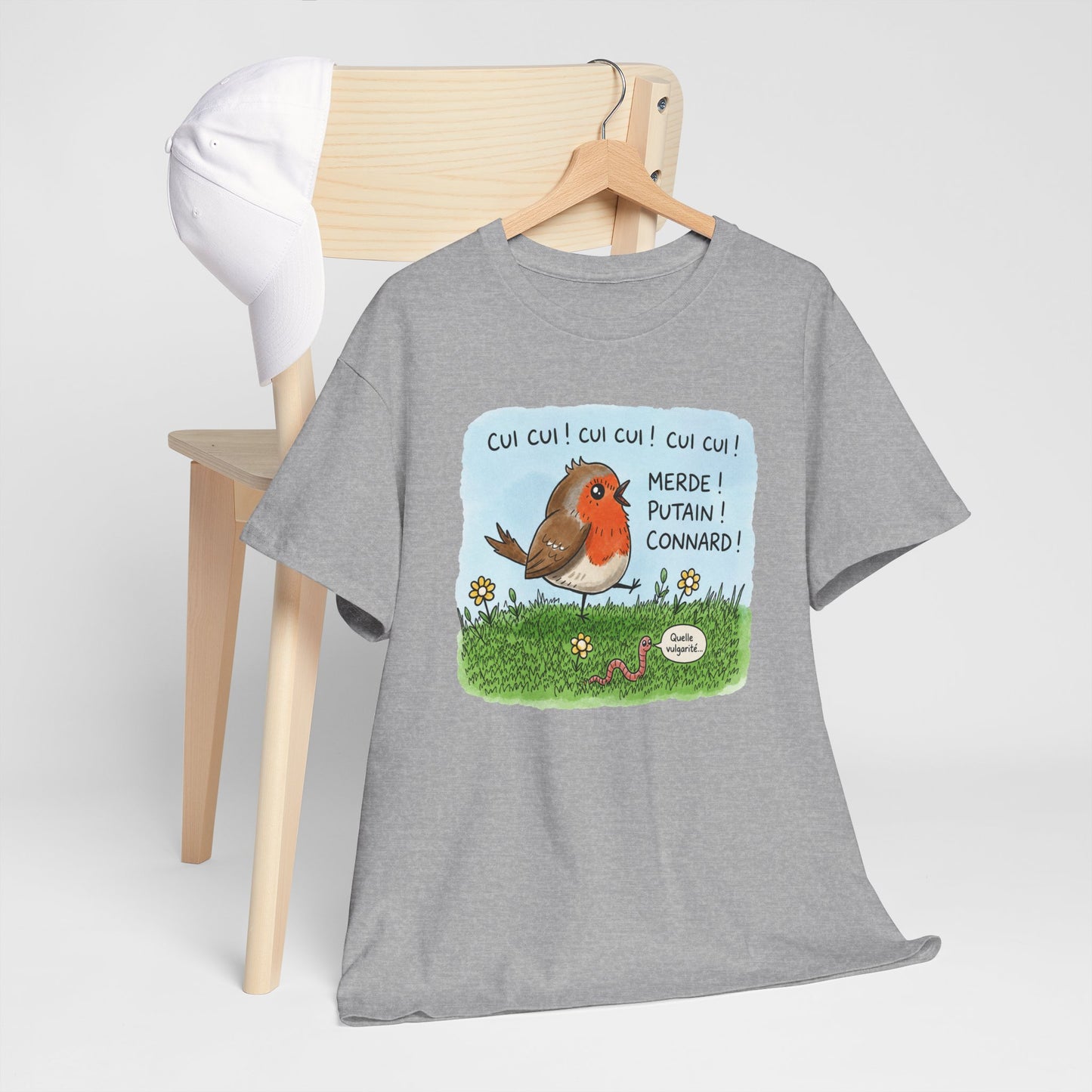 Tee-Shirt Oiseau Humour Décalé – Rouge-Gorge Amusant – Cadeau Humour Nature Homme Femme Adulte