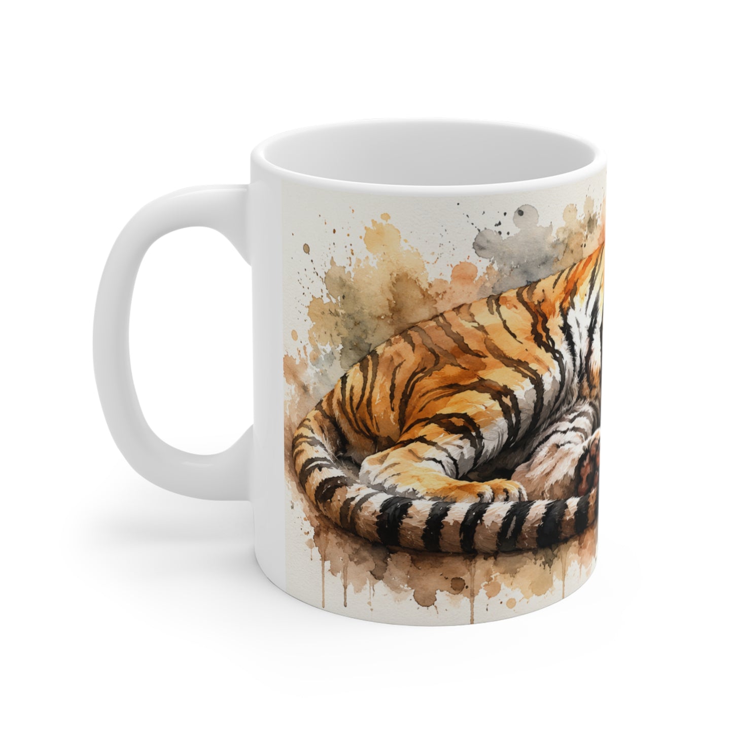 Tasse Tigre Endormi – Mug Tigre Aquarelle Relaxant et Animal Sauvage – Cadeau Homme Femme 325ml