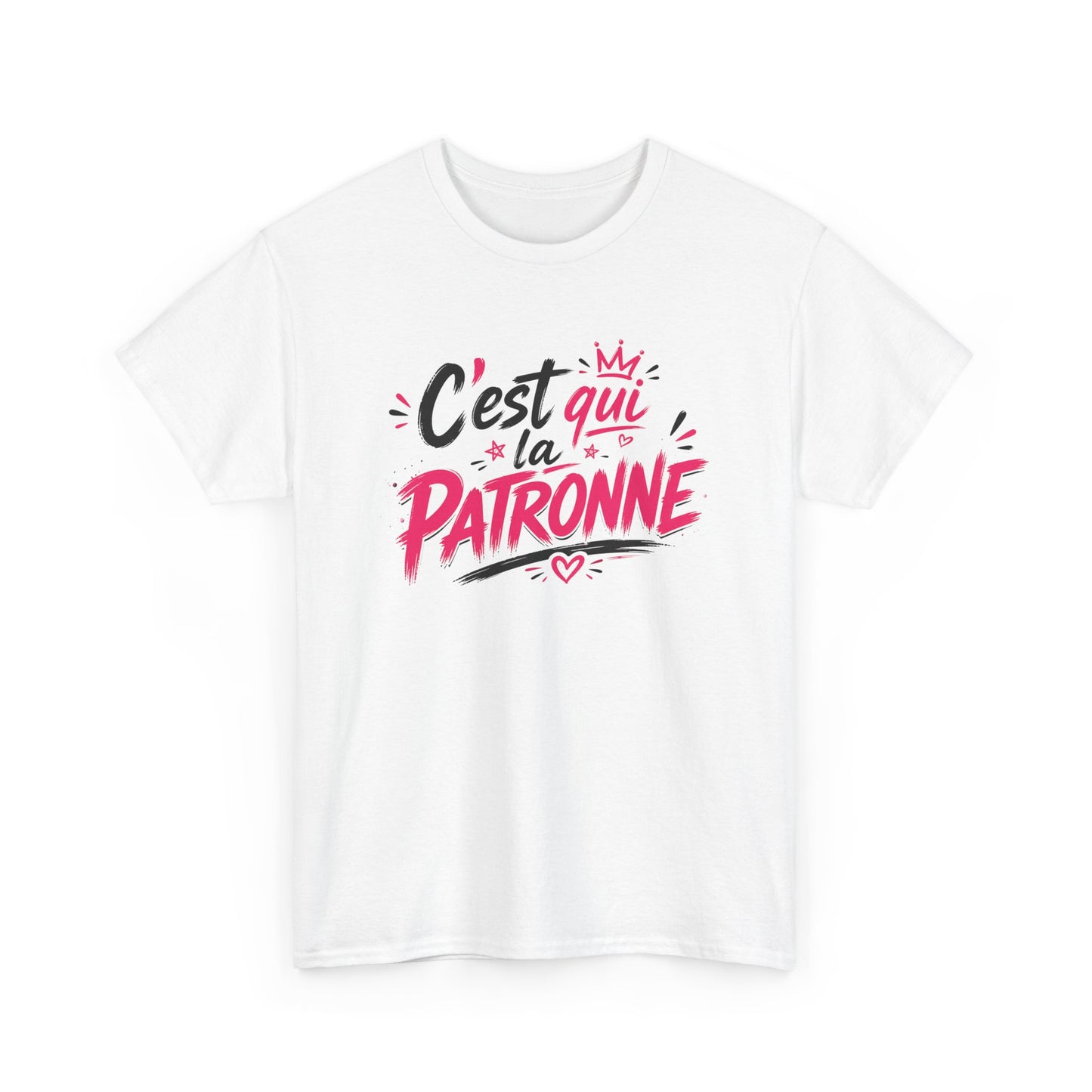 T-Shirt Femme Humour Patronne – C’est Qui La Patronne – Tee Shirt Girl Boss Rose – Cadeau Femme Drôle