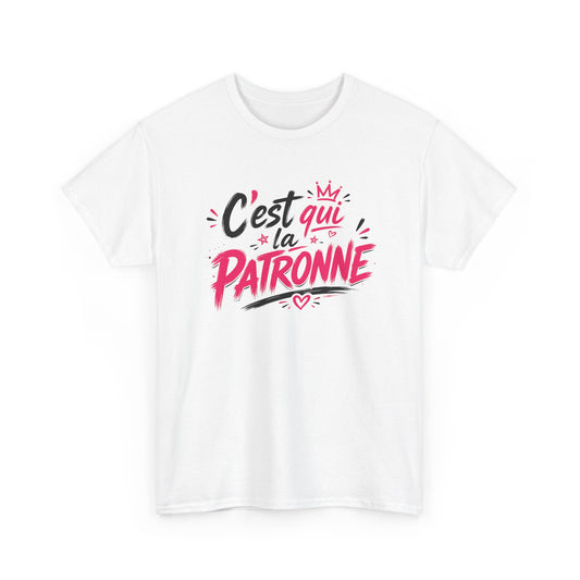 T-Shirt Femme Humour Patronne – C’est Qui La Patronne – Tee Shirt Girl Boss Rose – Cadeau Femme Drôle