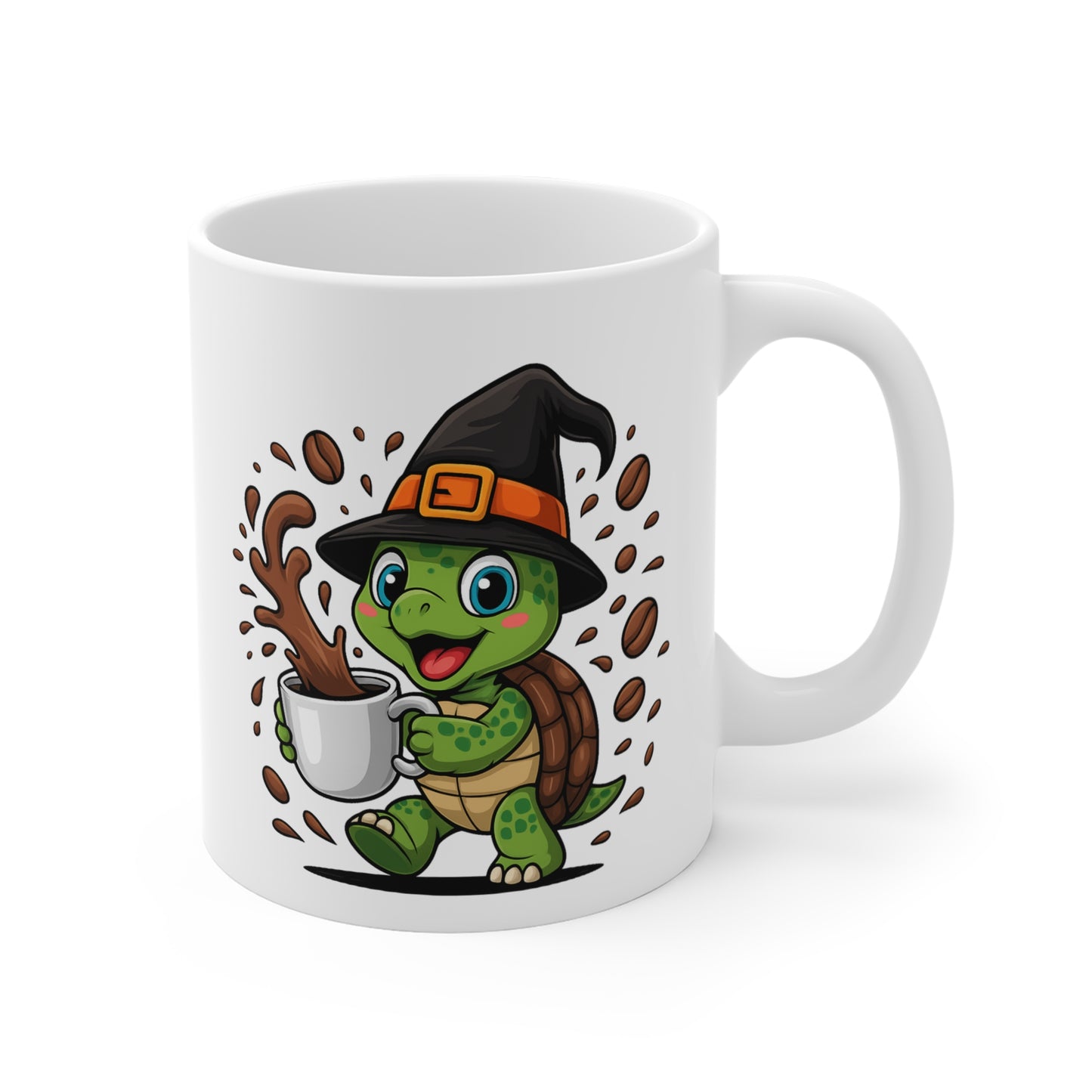 Tasse Tortue Sorcière Halloween – Mug Céramique Café 325ml – Cadeau Fantaisie Original