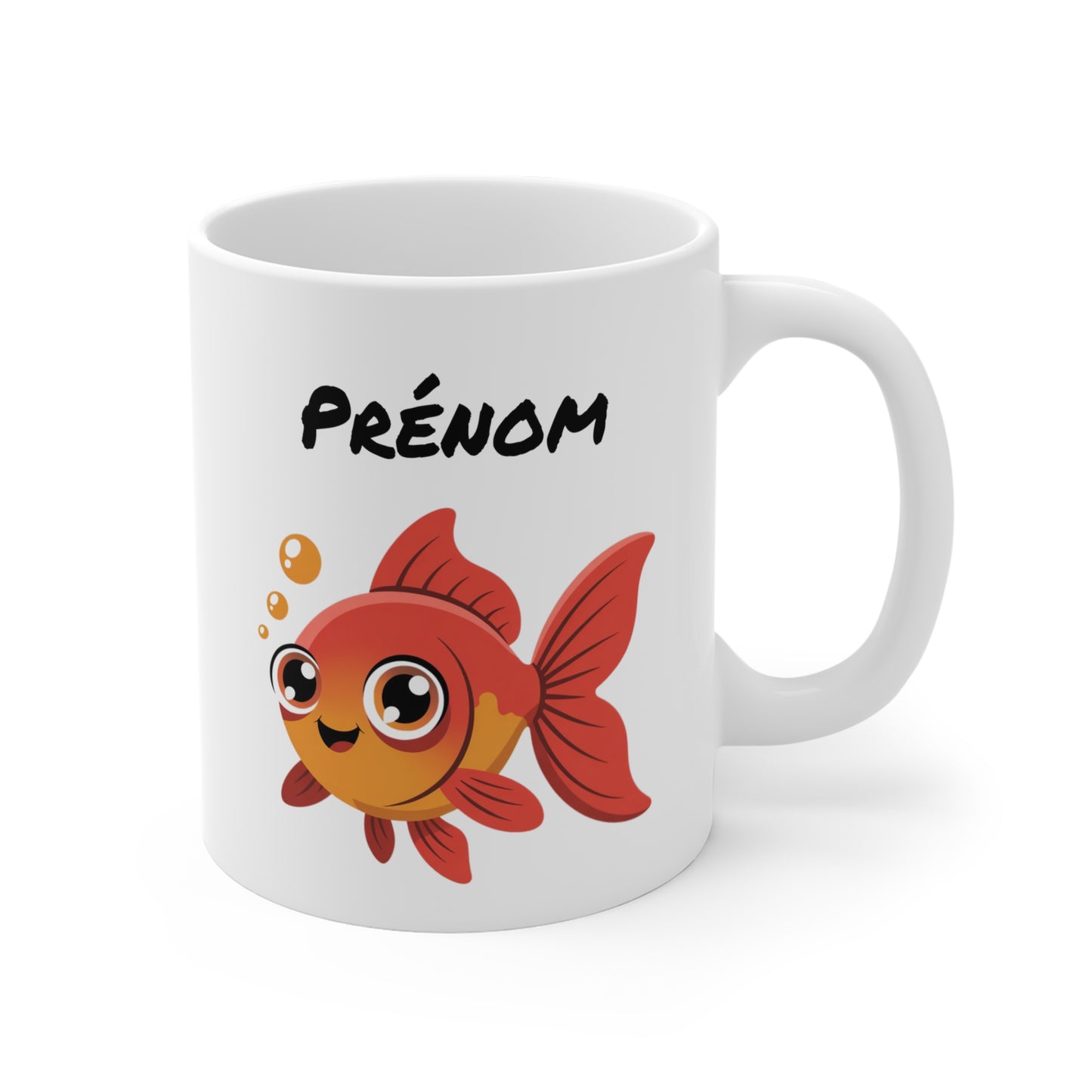 Mug Personnalisable Poisson Rouge Kawaii – Tasse Mignonne Enfant ou Adulte – Cadeau Original et Coloré 325ml