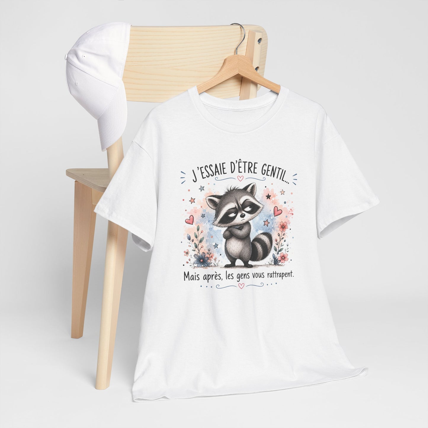 Tee-Shirt Humour Homme et Femme – Raton Laveur Drôle Blasé – Idée Cadeau Original Animal Mignon Anniversaire