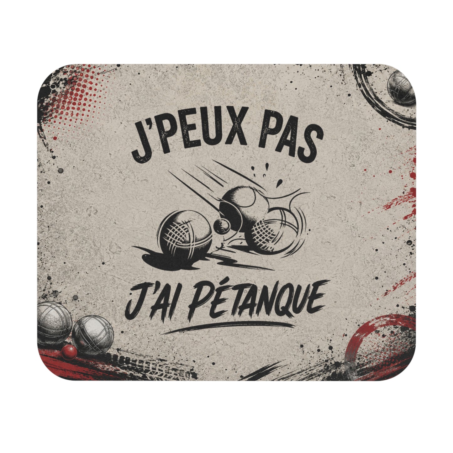 Tapis de Souris 22X18cm Pétanque Humour J'Peux Pas J'ai Pétanque Cadeau Joueur de Boules Sport Loisir