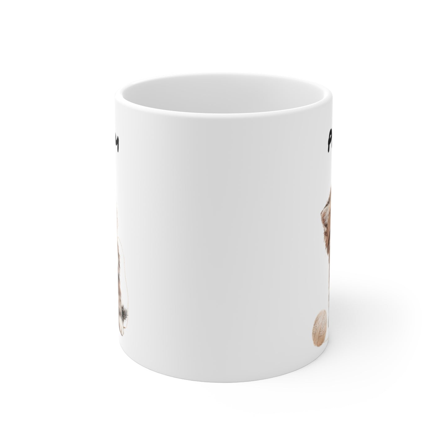 Tasse Personnalisable Chaton Brun Aquarelle – Mug Céramique 325 ml – Cadeau Prénom Mignon