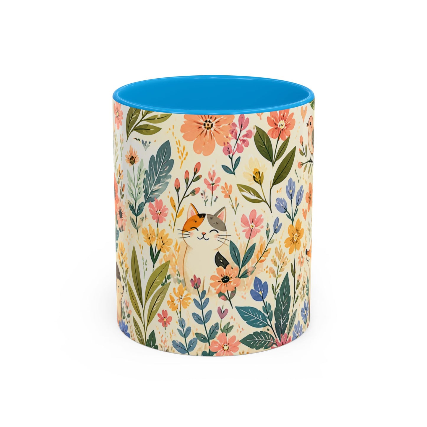 Mug Animaux Mignons Forêt Fleurie – Tasse Renard Chat Lapin Hérisson – Cadeau Nature Femme Enfant 325ml
